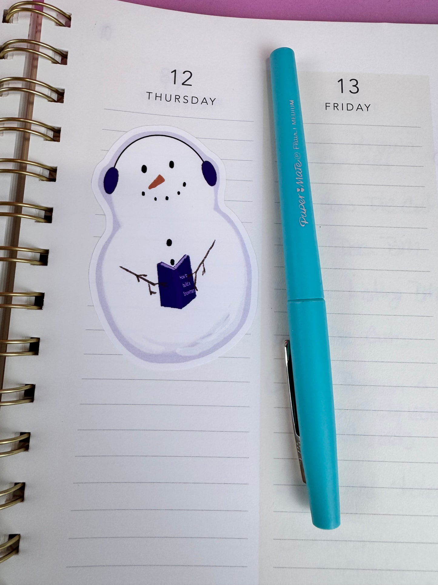 Festive Snowman Sticker for Planners, Readers, and Winter Lovers