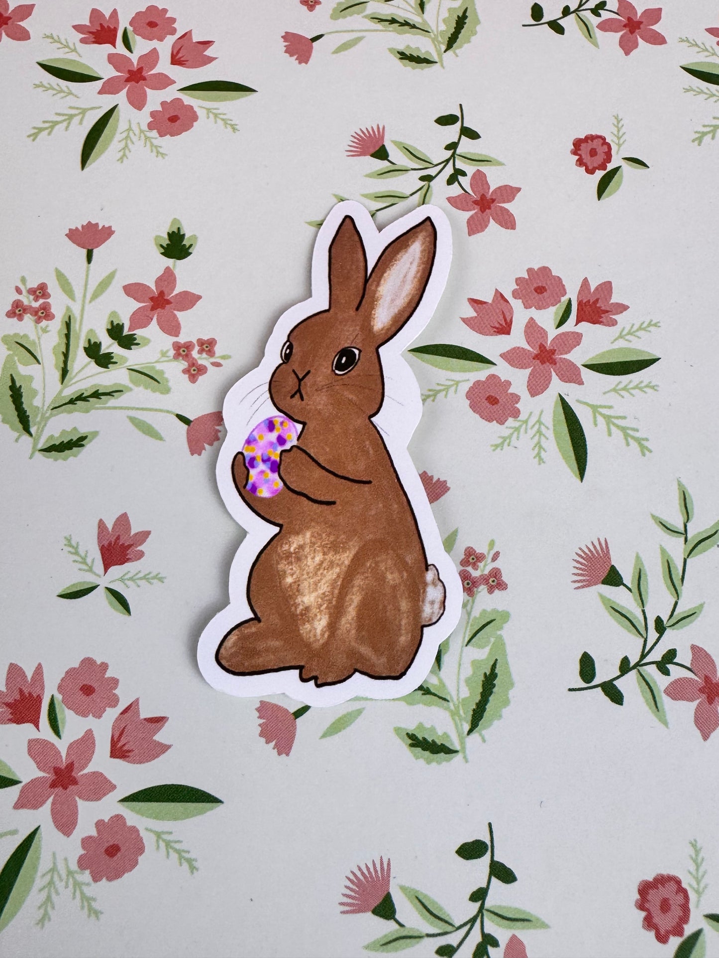 Easter Bunny Sticker, Cute Rabbit Die Cut Sticker, Hand Drawn Character Vinyl Sticker, Journal and Agenda Accessory