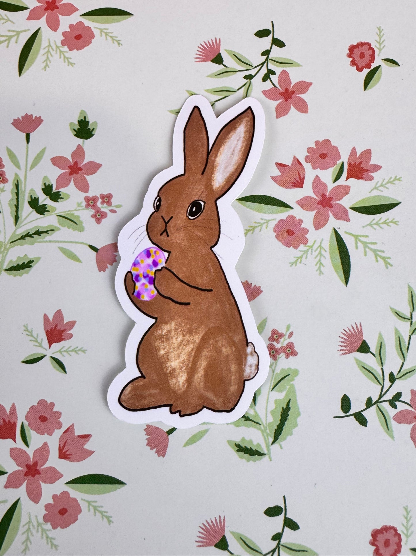 Easter Bunny Sticker, Cute Rabbit Die Cut Sticker, Hand Drawn Character Vinyl Sticker, Journal and Agenda Accessory