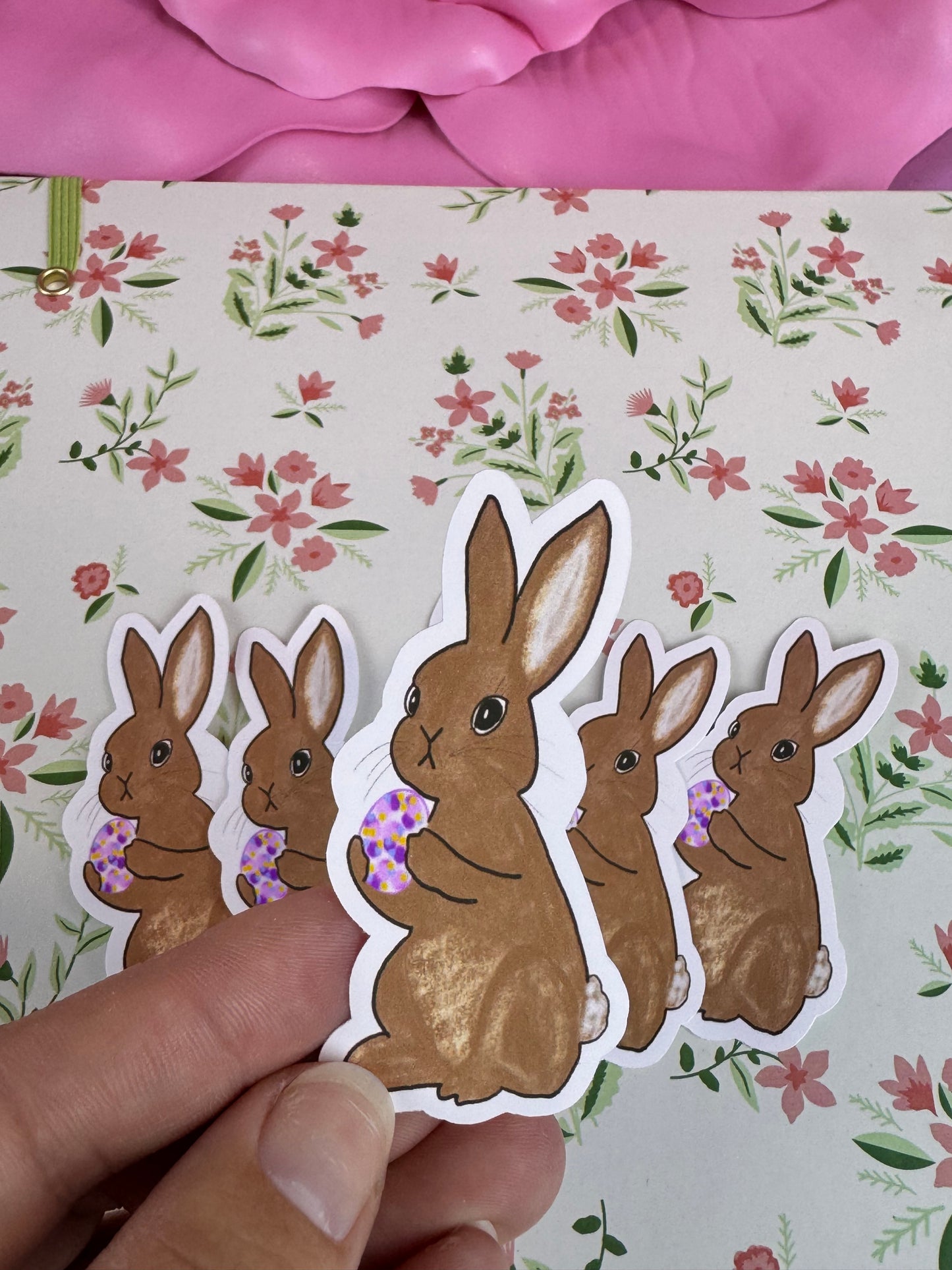 Easter Bunny Sticker, Cute Rabbit Die Cut Sticker, Hand Drawn Character Vinyl Sticker, Journal and Agenda Accessory