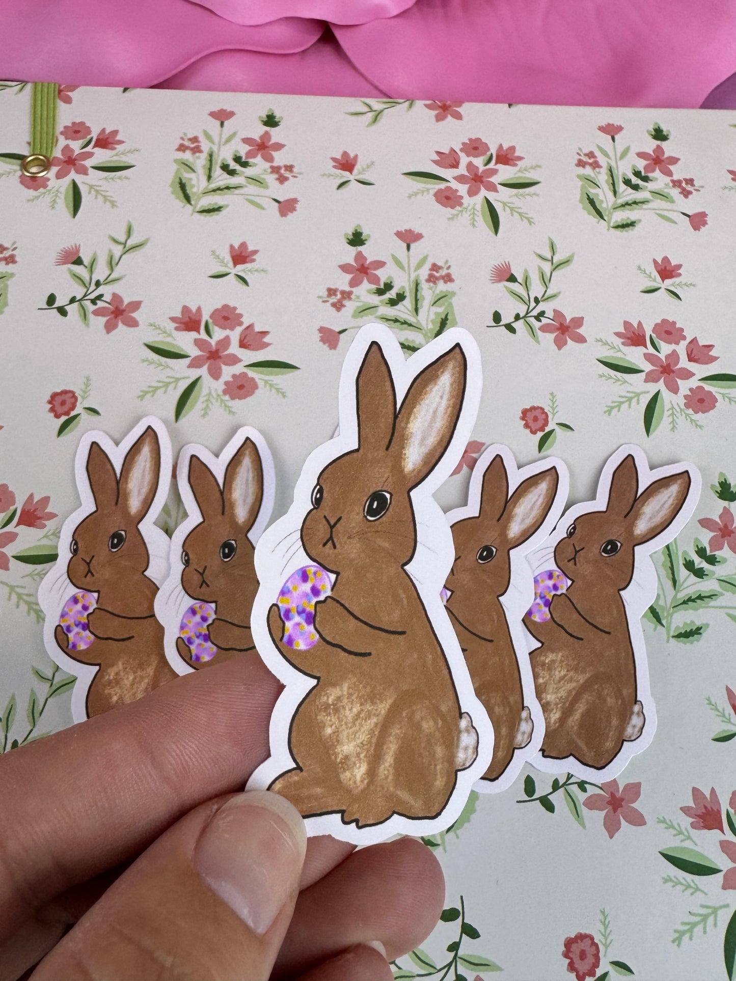 Easter Bunny Sticker, Cute Rabbit Die Cut Sticker, Hand Drawn Character Vinyl Sticker, Journal and Agenda Accessory