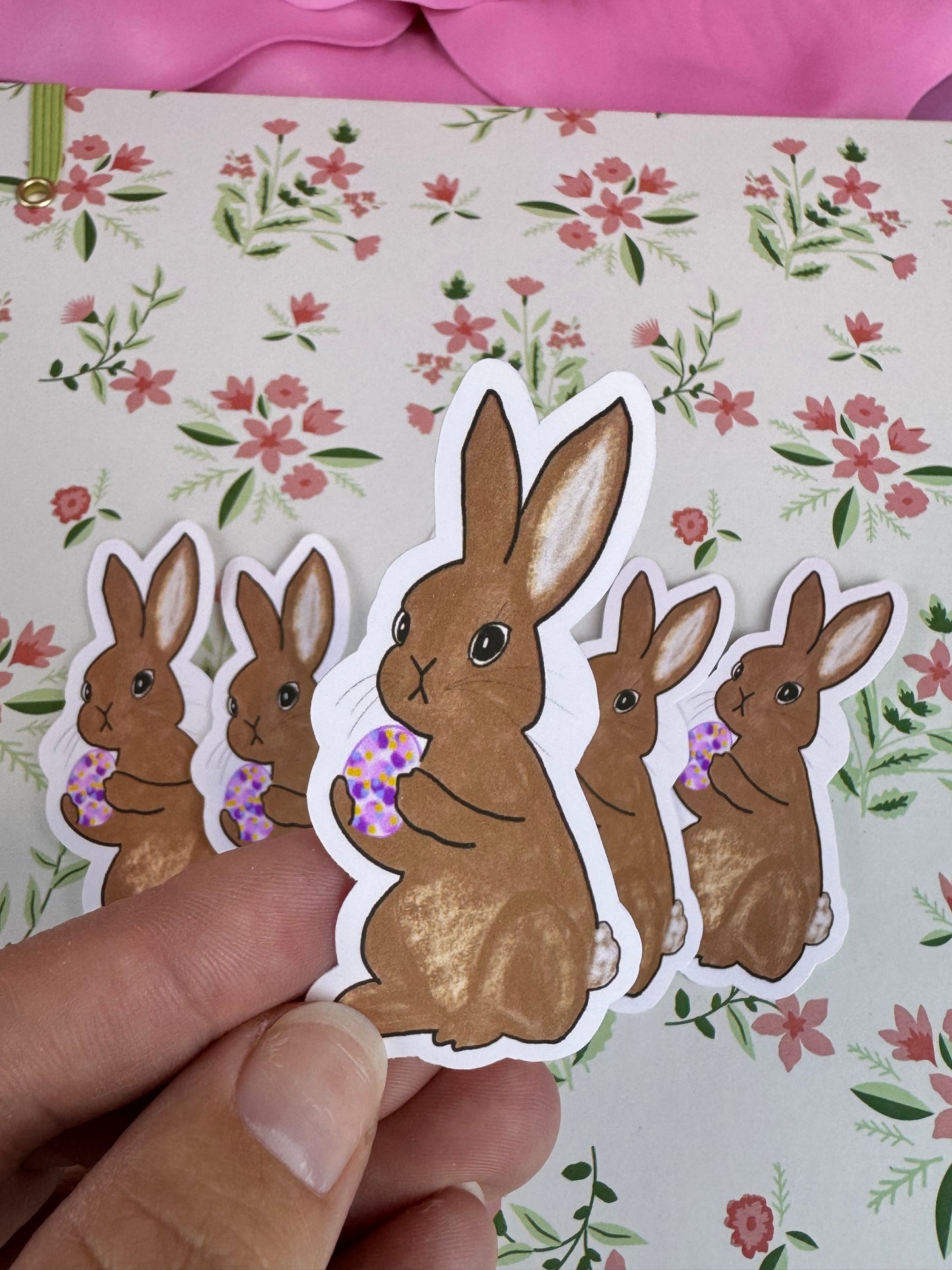 Easter Bunny Sticker, Cute Rabbit Die Cut Sticker, Hand Drawn Character Vinyl Sticker, Journal and Agenda Accessory