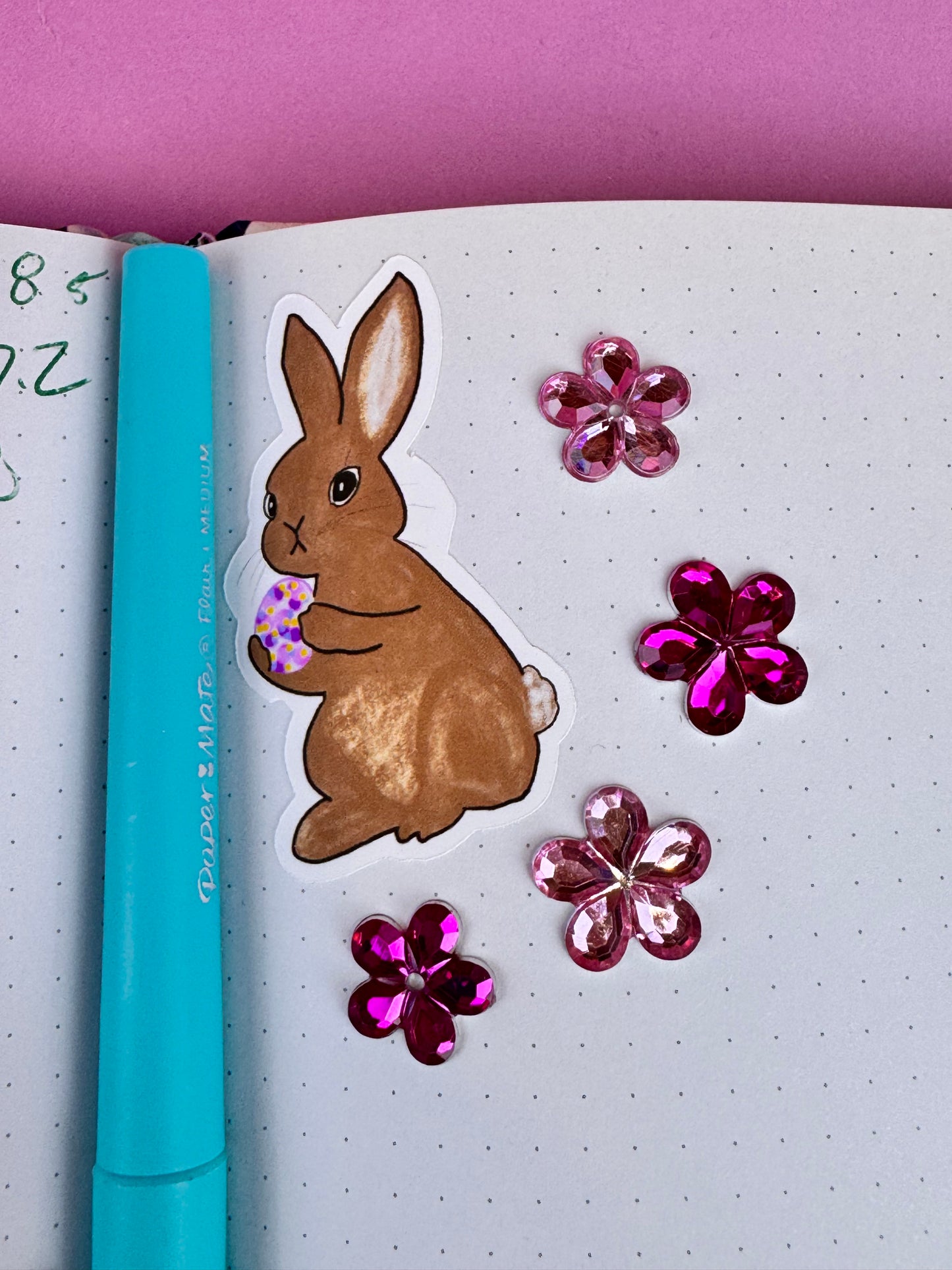Easter Bunny Sticker, Cute Rabbit Die Cut Sticker, Hand Drawn Character Vinyl Sticker, Journal and Agenda Accessory