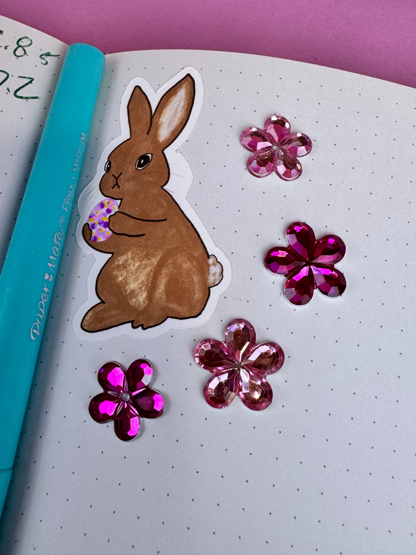 Easter Bunny Sticker, Cute Rabbit Die Cut Sticker, Hand Drawn Character Vinyl Sticker, Journal and Agenda Accessory