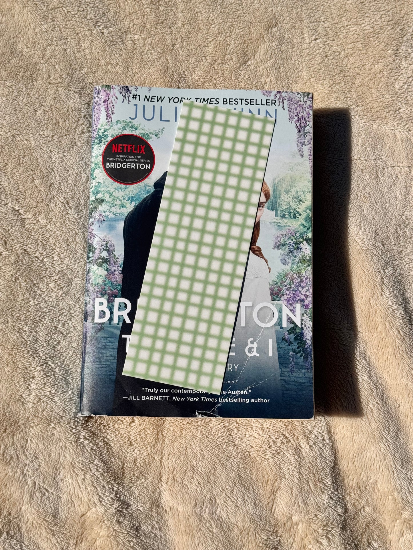 Gingham Style Bookmark In Green and Yellow Plaid, Neutral Bookmark, Hand Drawn, For Readers, Pretty Aesthetic
