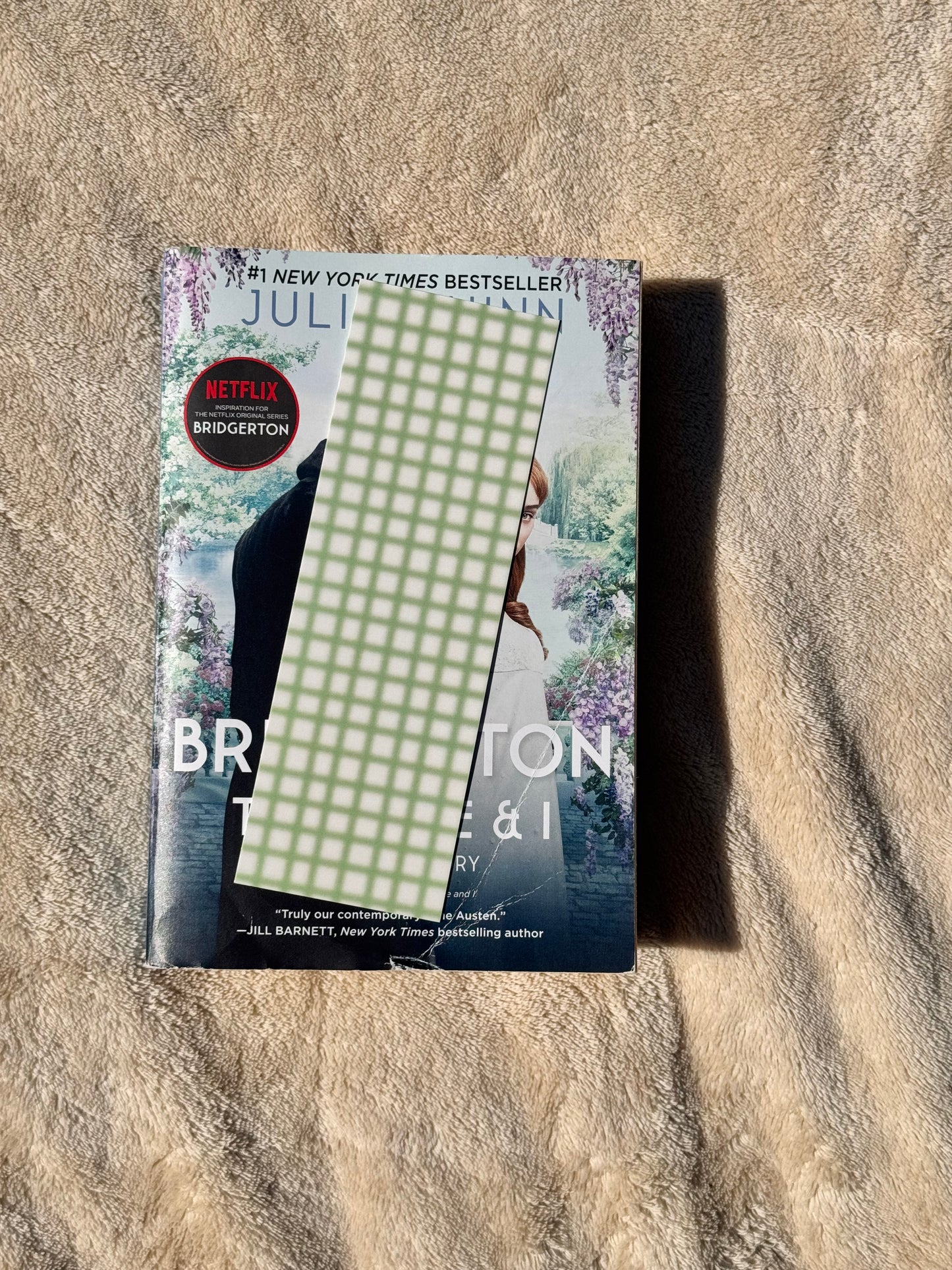 Gingham Style Bookmark In Green and Yellow Plaid, Neutral Bookmark, Hand Drawn, For Readers, Pretty Aesthetic