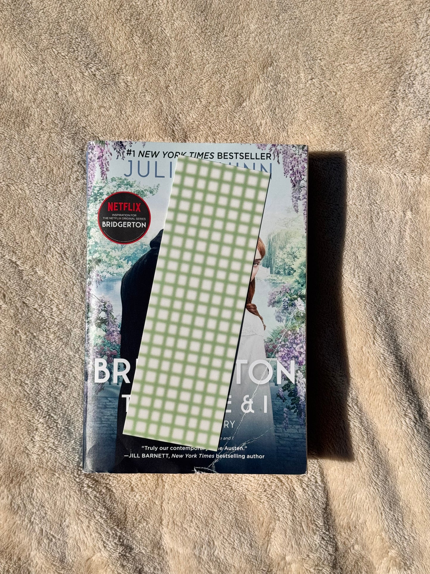 Gingham Style Bookmark In Green and Yellow Plaid, Neutral Bookmark, Hand Drawn, For Readers, Pretty Aesthetic