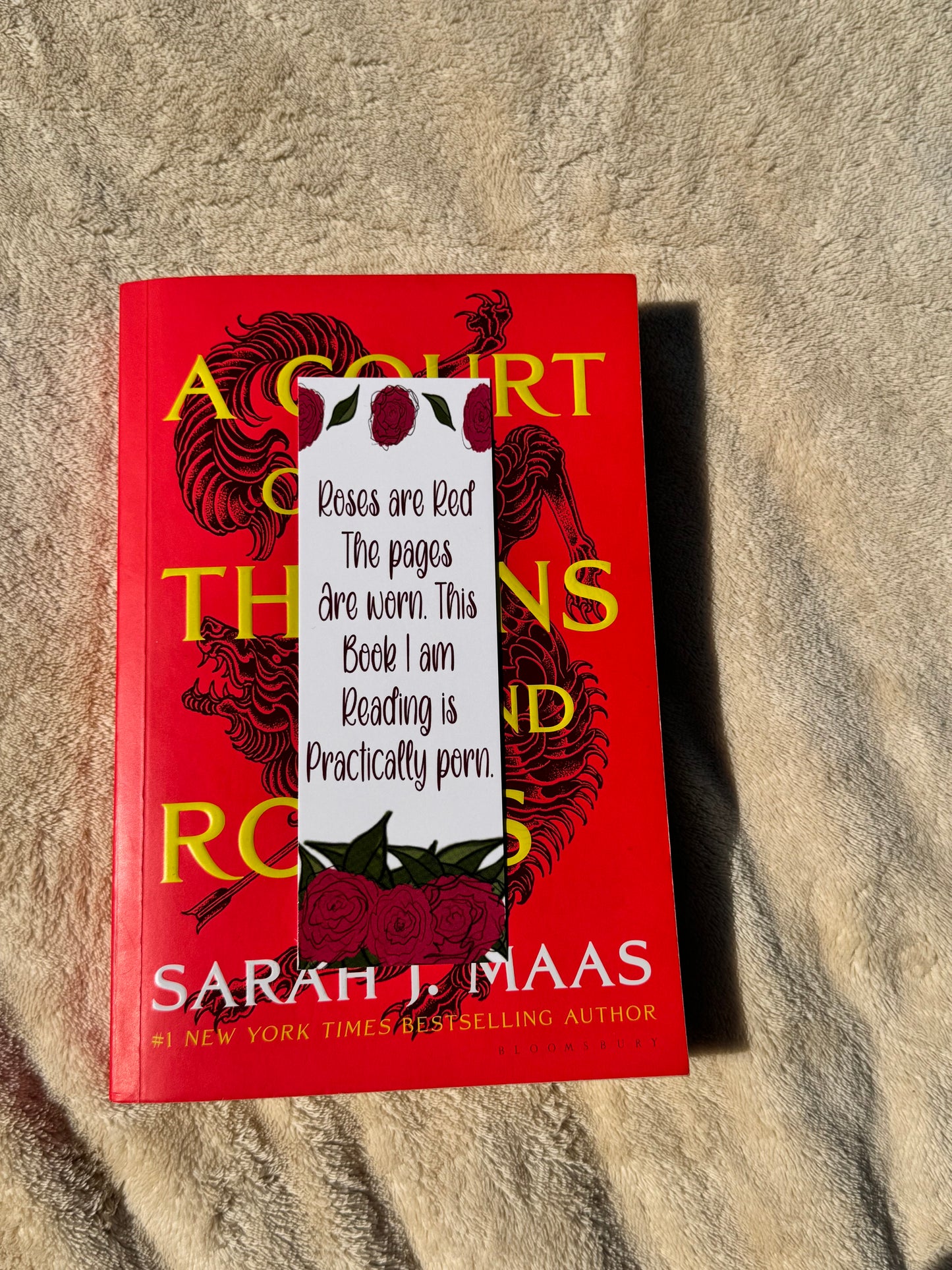Bookmark For Romance Reader, Poetry Bookmark, Hand Drawn Original Art, Roses, For Book Lovers