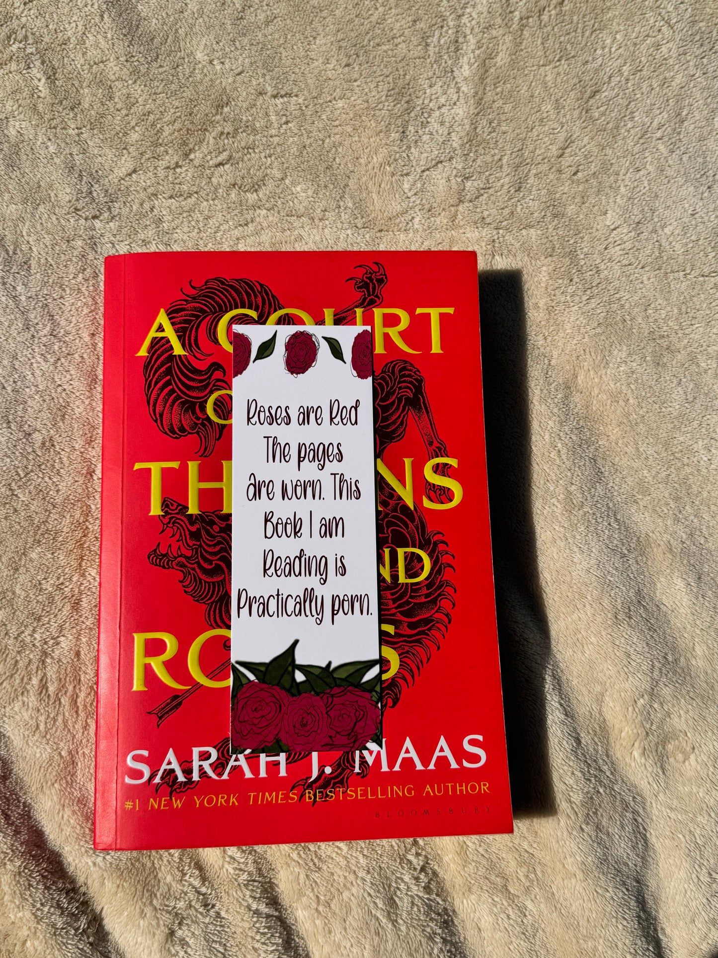 Bookmark For Romance Reader, Poetry Bookmark, Hand Drawn Original Art, Roses, For Book Lovers