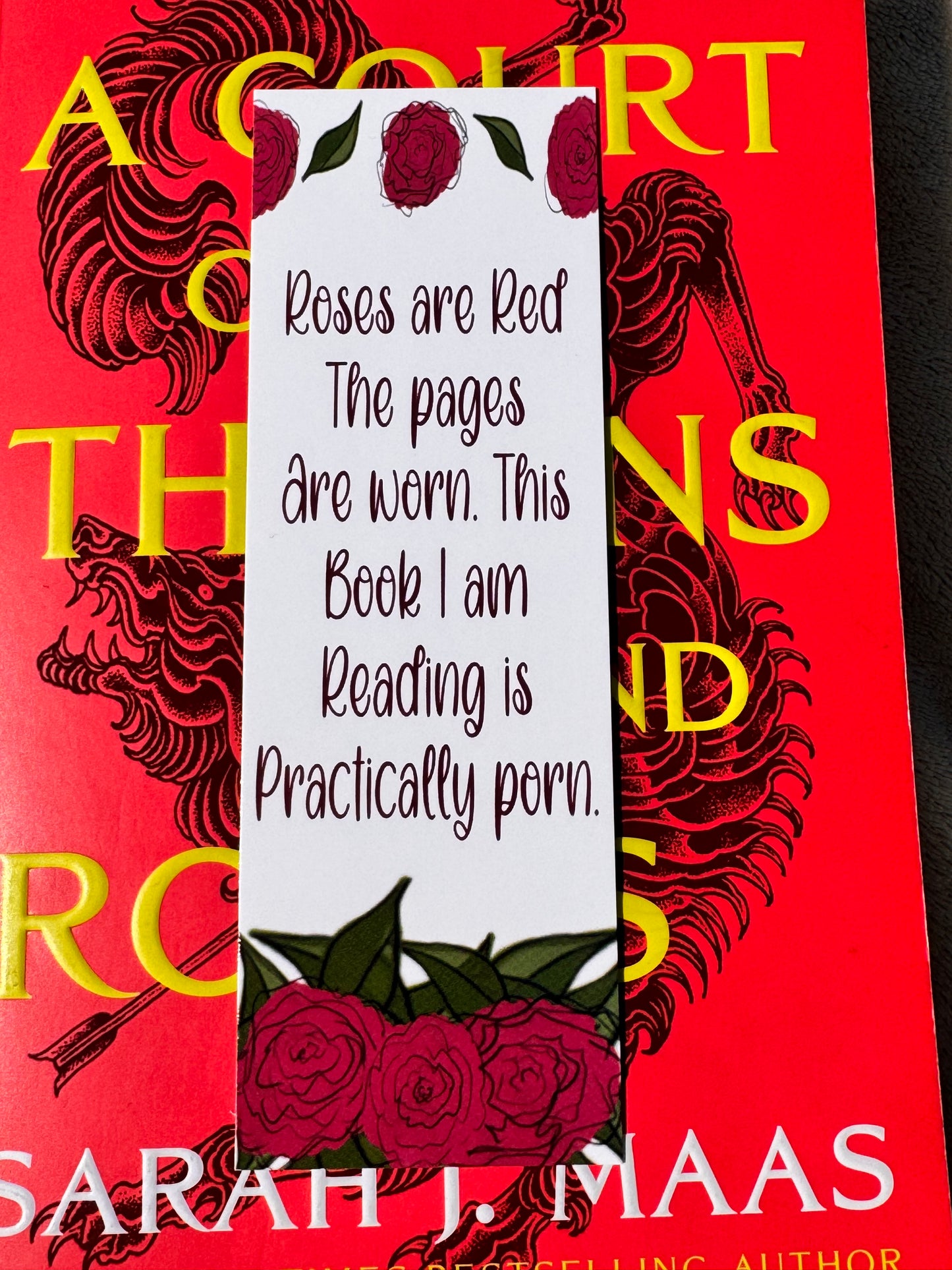 Bookmark For Romance Reader, Poetry Bookmark, Hand Drawn Original Art, Roses, For Book Lovers