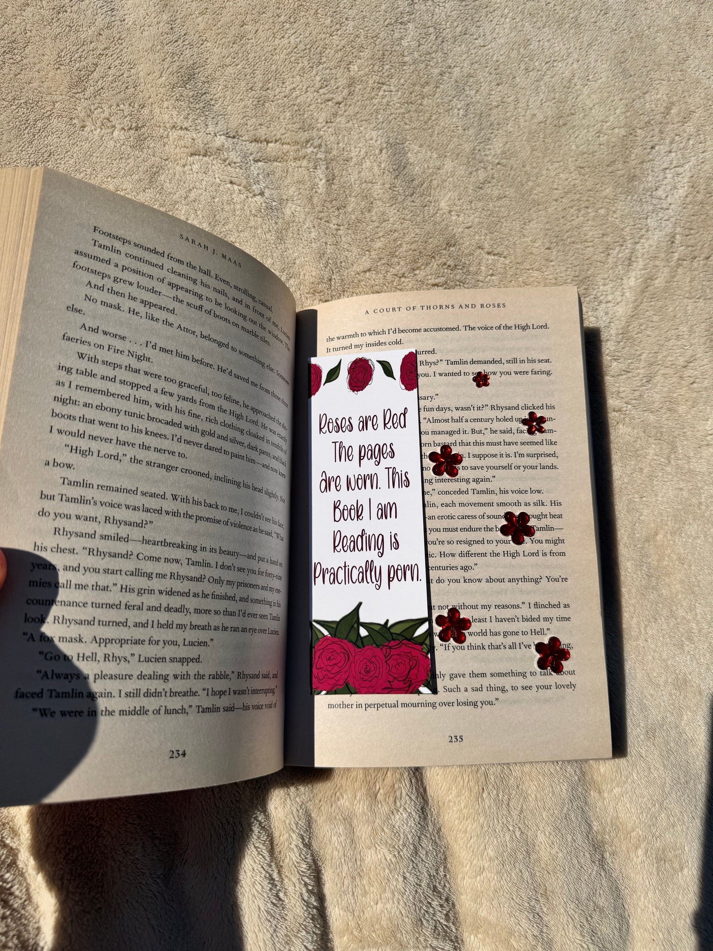Bookmark For Romance Reader, Poetry Bookmark, Hand Drawn Original Art, Roses, For Book Lovers