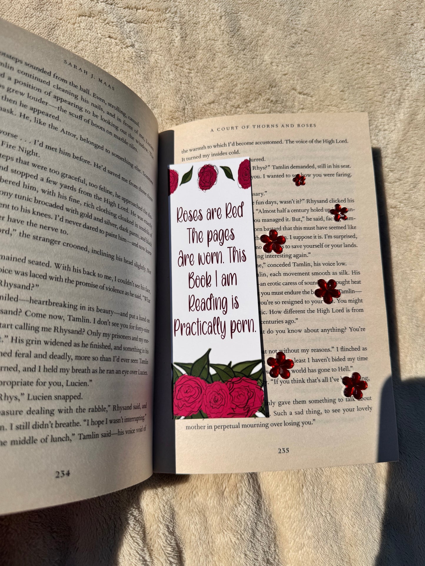 Bookmark For Romance Reader, Poetry Bookmark, Hand Drawn Original Art, Roses, For Book Lovers