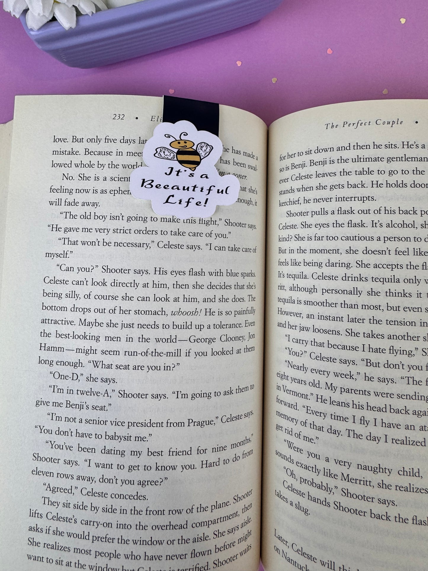 It's A Beeautiful Life! Bumblebee and Flower Magnetic Bookmark, Double-sided