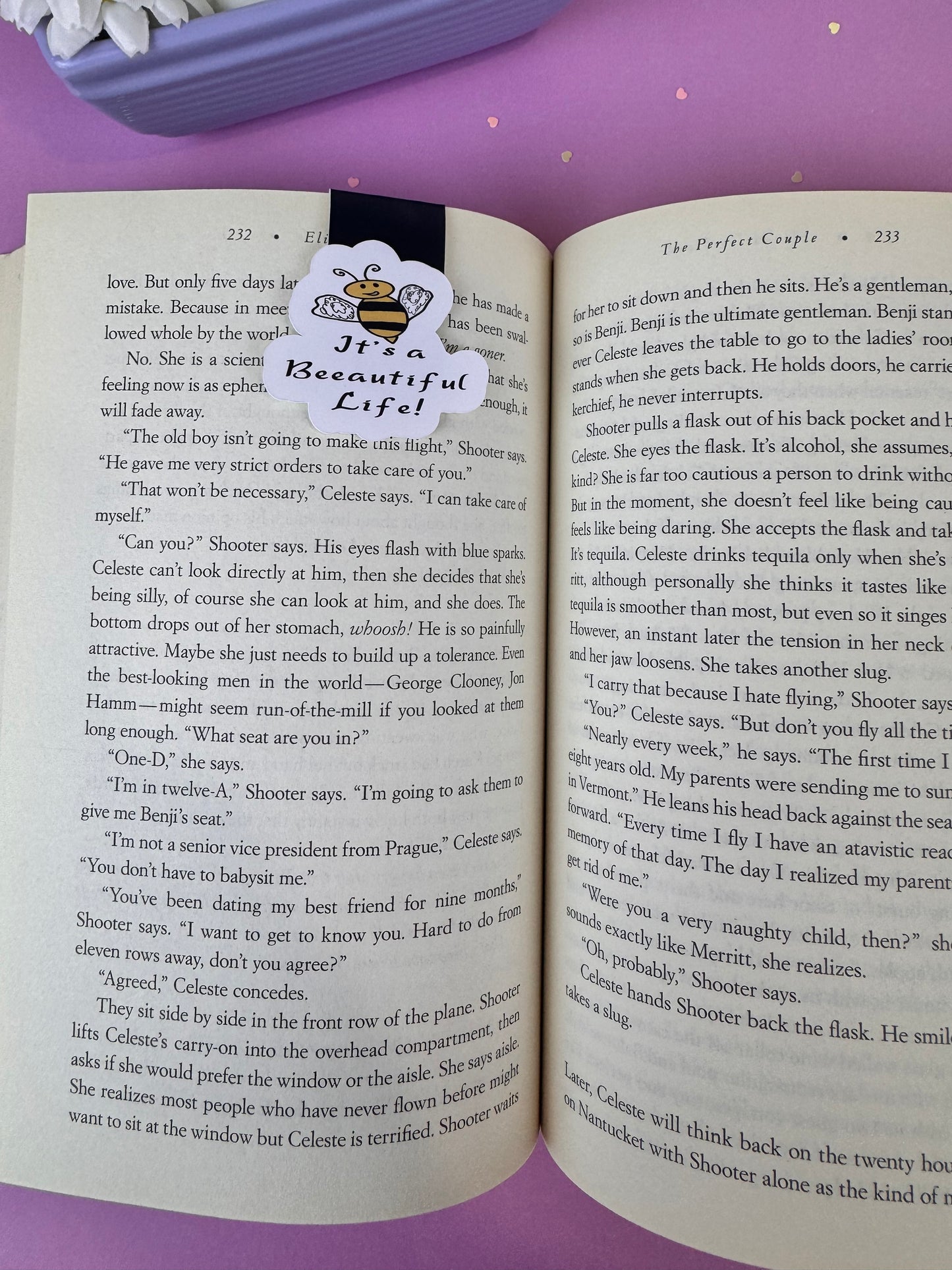 It's A Beeautiful Life! Bumblebee and Flower Magnetic Bookmark, Double-sided