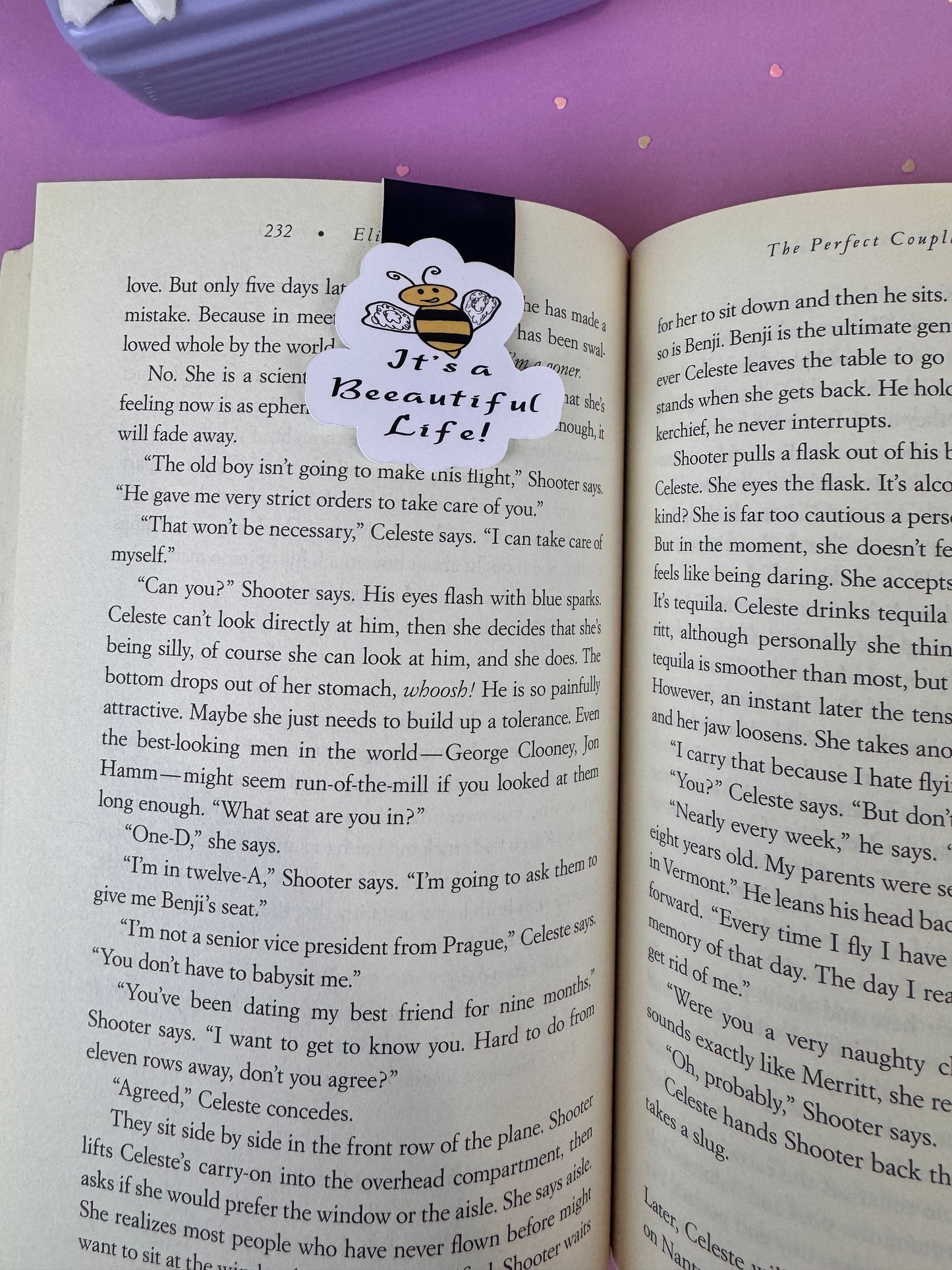 It's A Beeautiful Life! Bumblebee and Flower Magnetic Bookmark, Double-sided