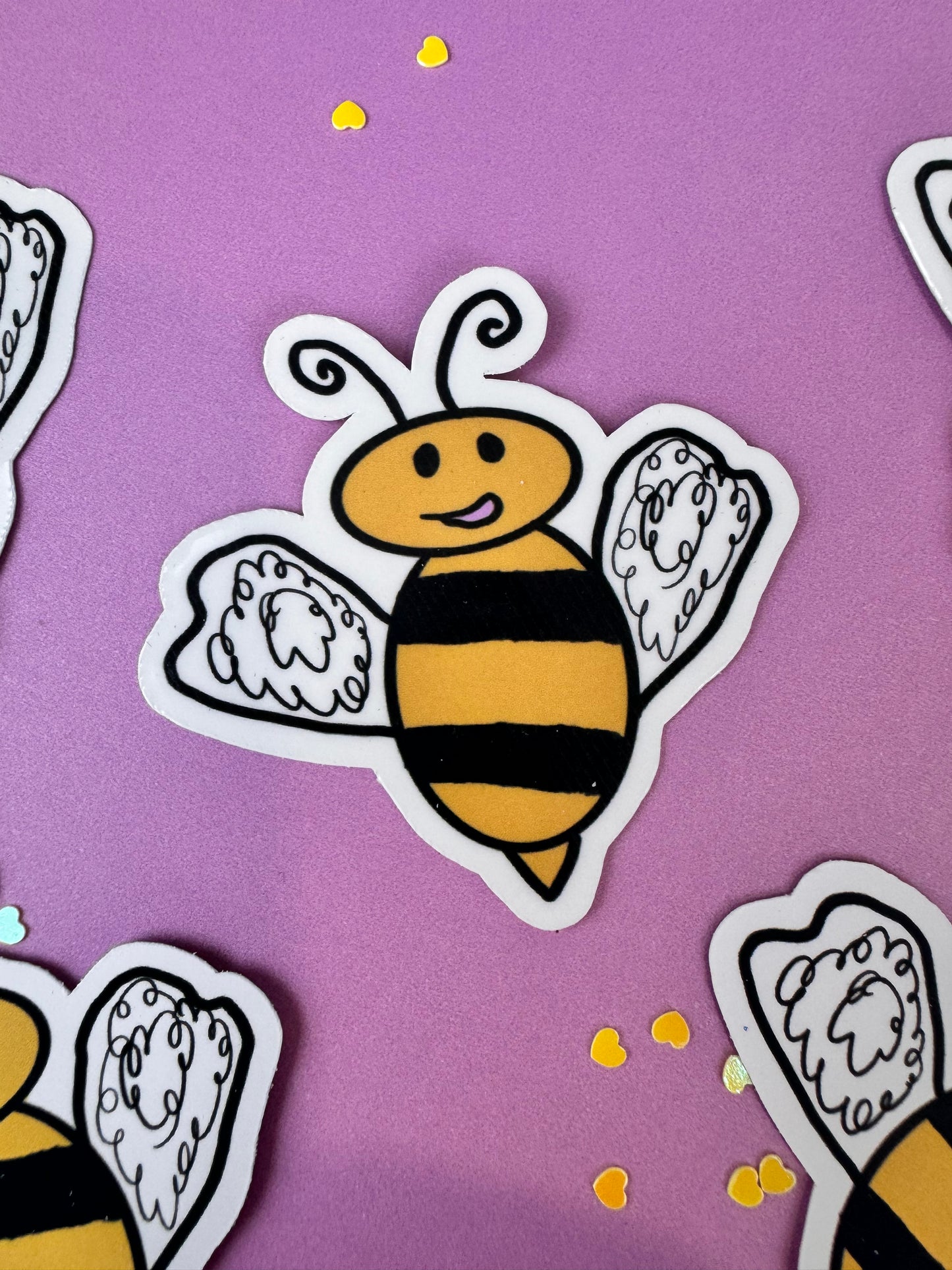 Bumblebee Honeybee Sticker Named Marley, Die Cut 2.25 Inches, Matte or Laminated
