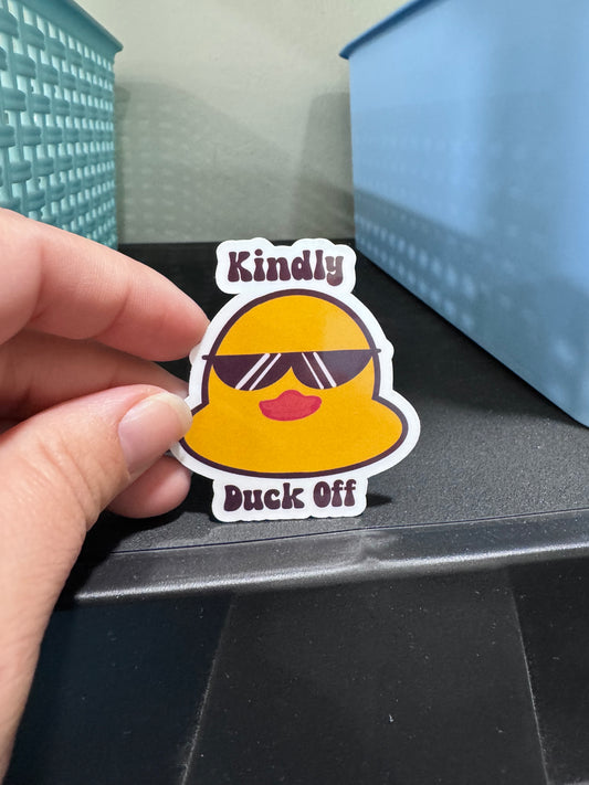 Kindly Duck Off Duck Face Sticker, Sarcastic Vinyl Sticker, Handmade Funny Laptop Decor, Decoration For Kindle Case