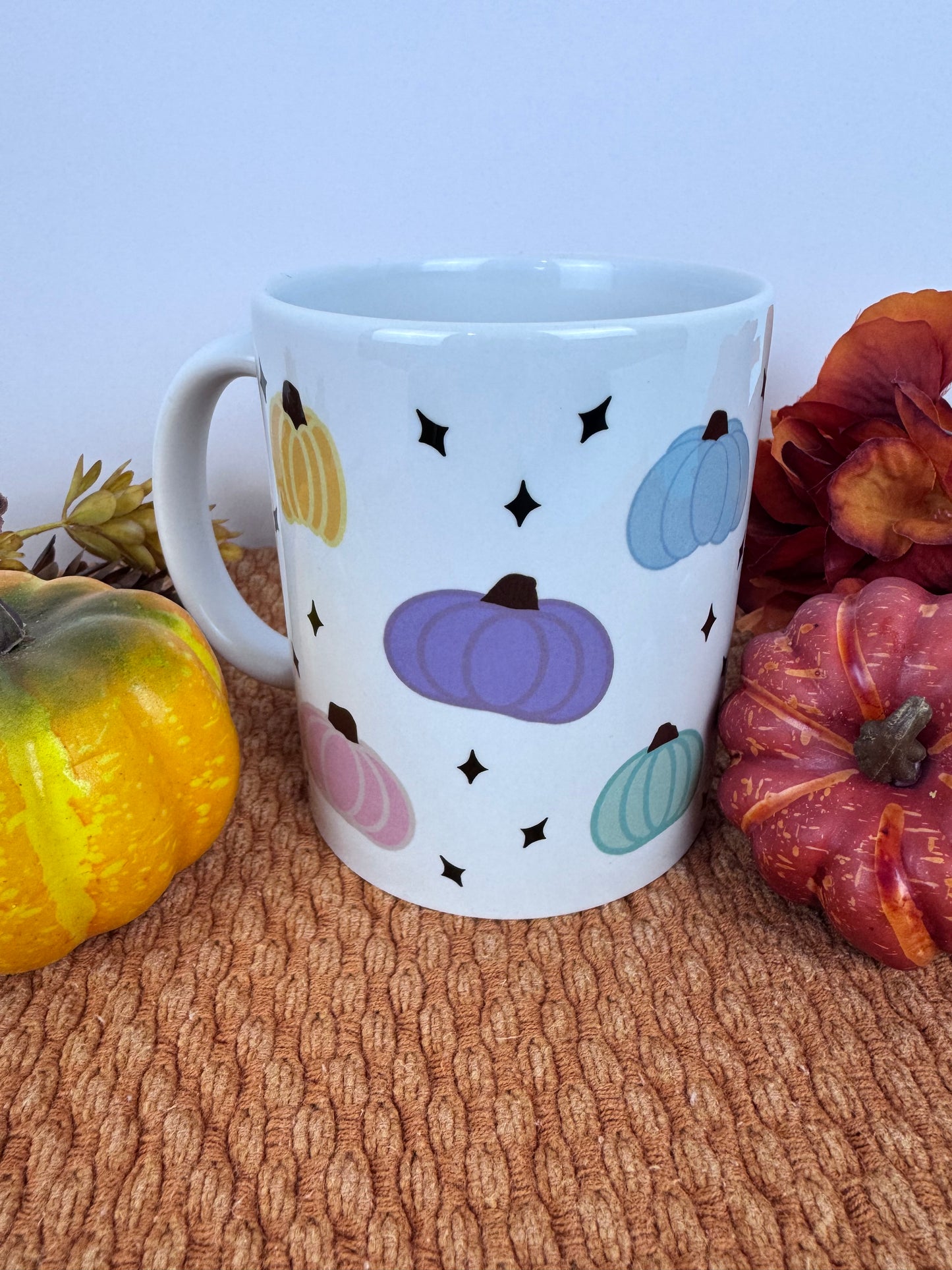 Pastel Pumpkin Coffee Mug – Hand Drawn Fall Aesthetic 11oz Ceramic Cup | Cozy Autumn Drinkware & Pumpkin Lover Gift