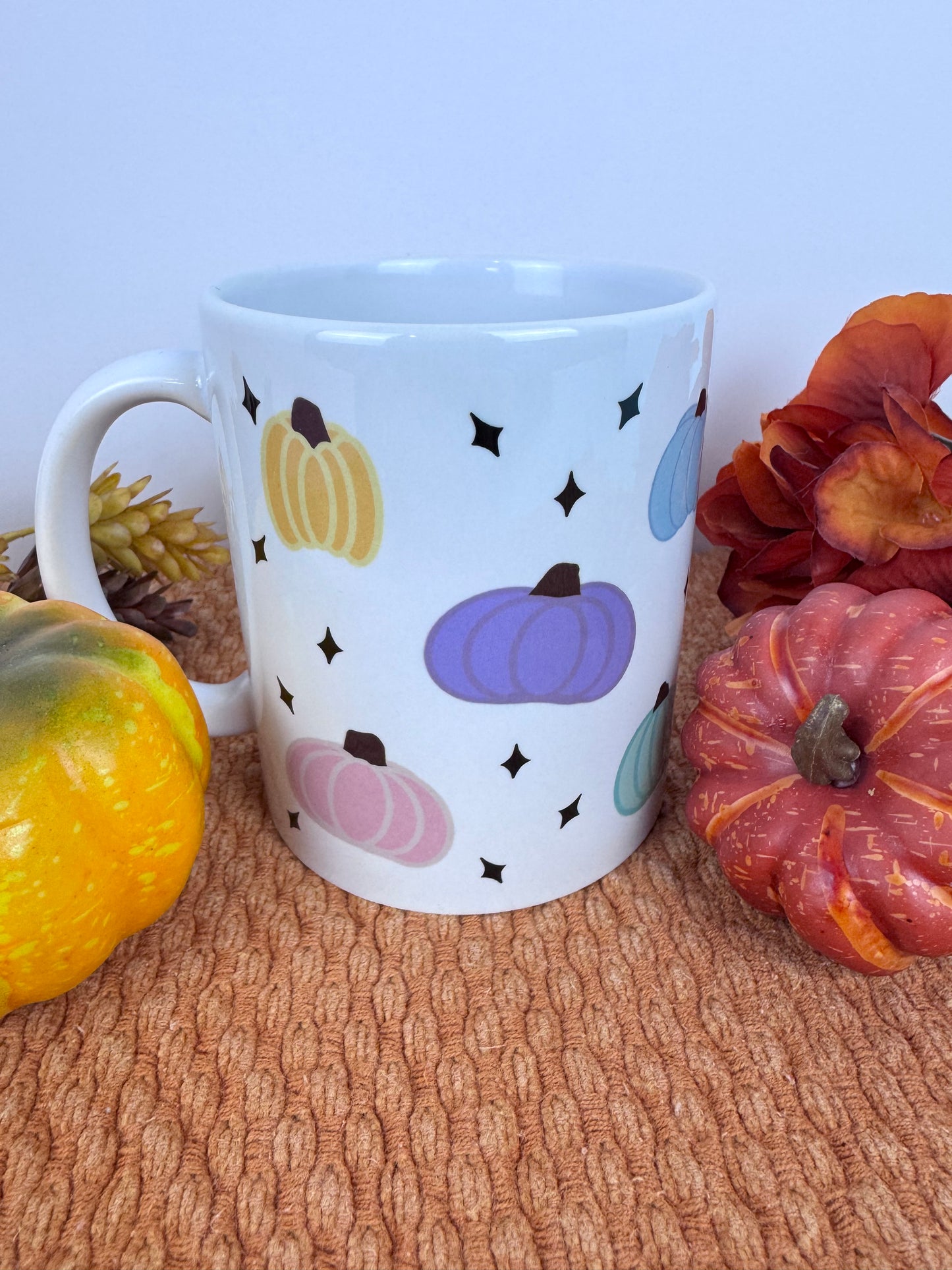 Pastel Pumpkin Coffee Mug – Hand Drawn Fall Aesthetic 11oz Ceramic Cup | Cozy Autumn Drinkware & Pumpkin Lover Gift