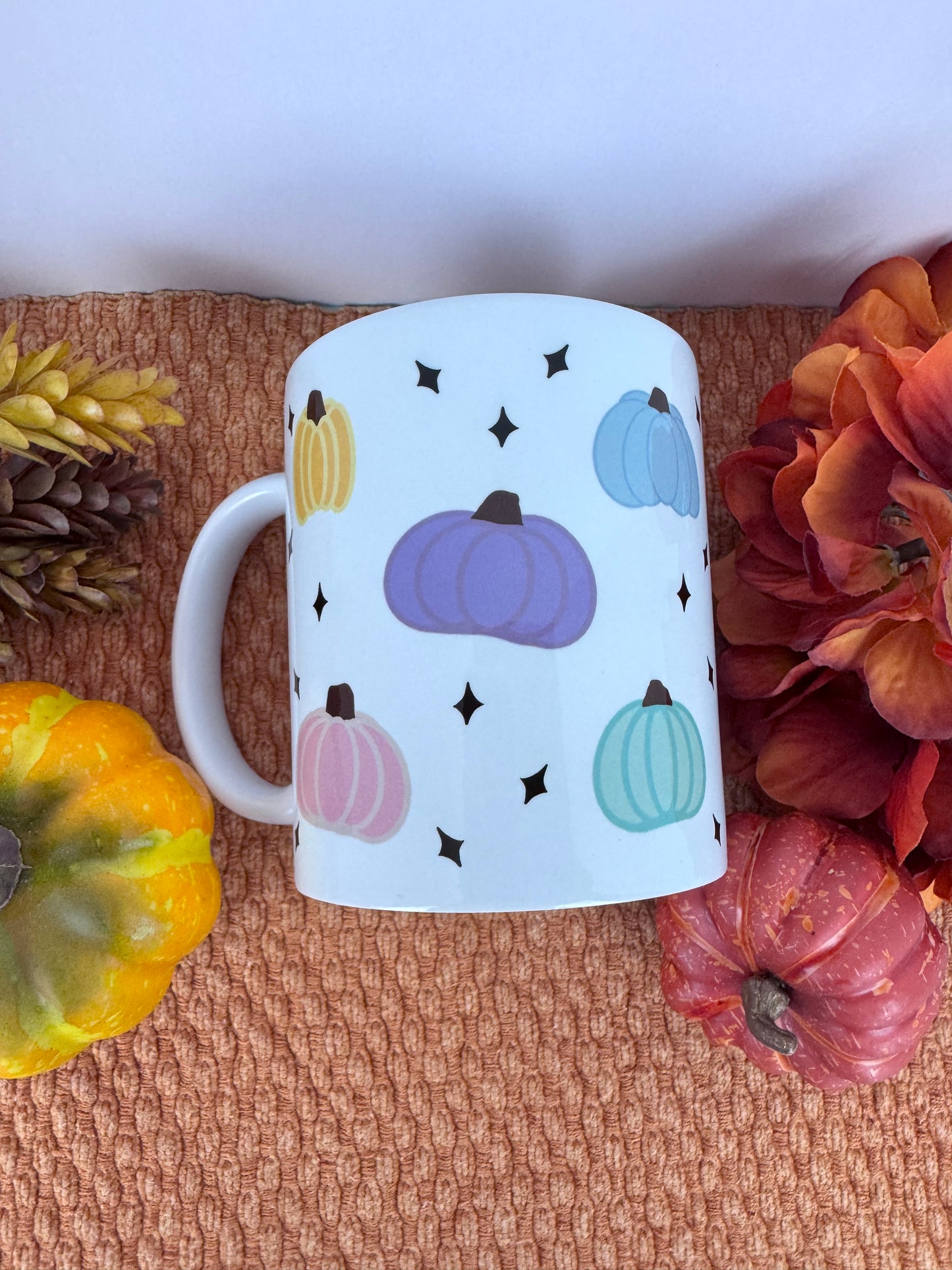 Pastel Pumpkin Coffee Mug – Hand Drawn Fall Aesthetic 11oz Ceramic Cup | Cozy Autumn Drinkware & Pumpkin Lover Gift
