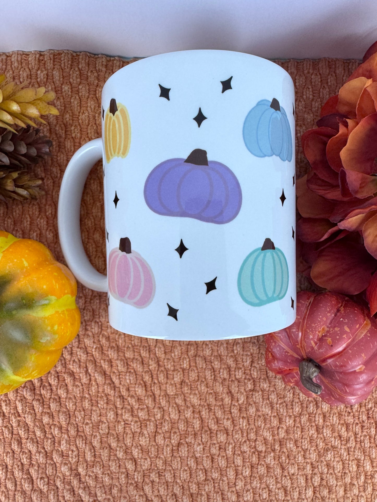 Pastel Pumpkin Coffee Mug – Hand Drawn Fall Aesthetic 11oz Ceramic Cup | Cozy Autumn Drinkware & Pumpkin Lover Gift