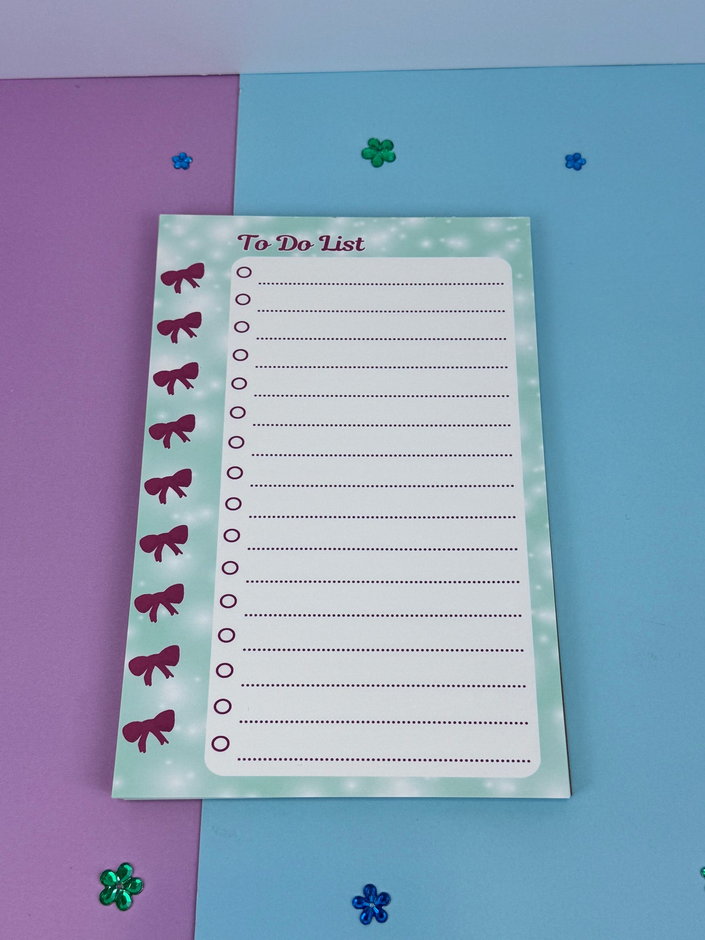 Pretty Red Bow To Do List Pad – Handmade Notepad Approximately 8 x 5.5 Inches, 50 Pages