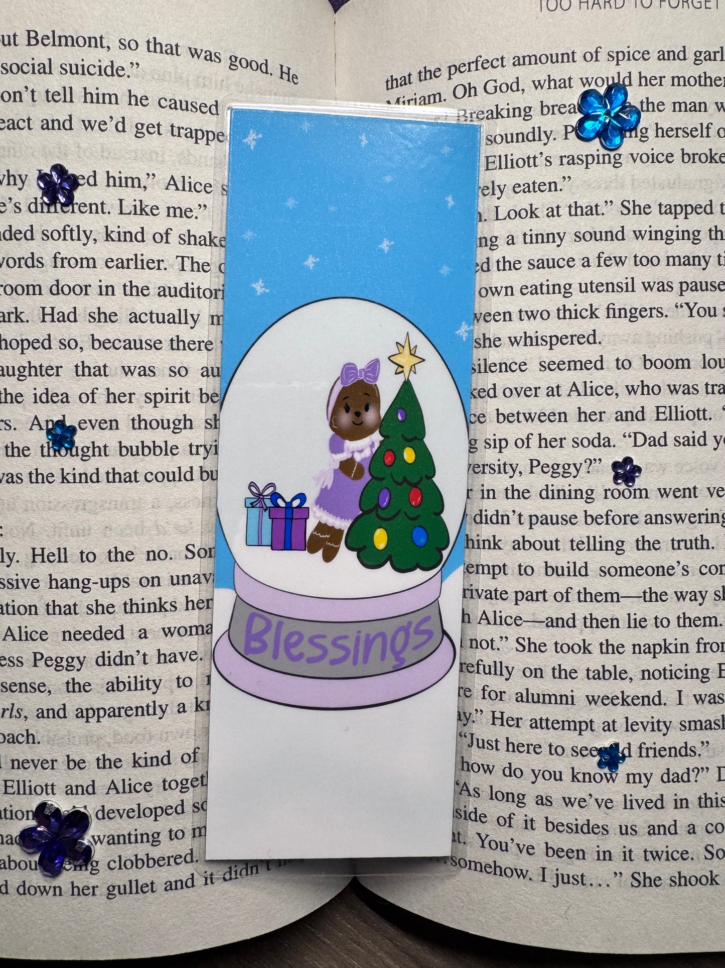 Christmas Bookmark For Readers- Gingerbread Girl Snow Globe Handmade Original Design