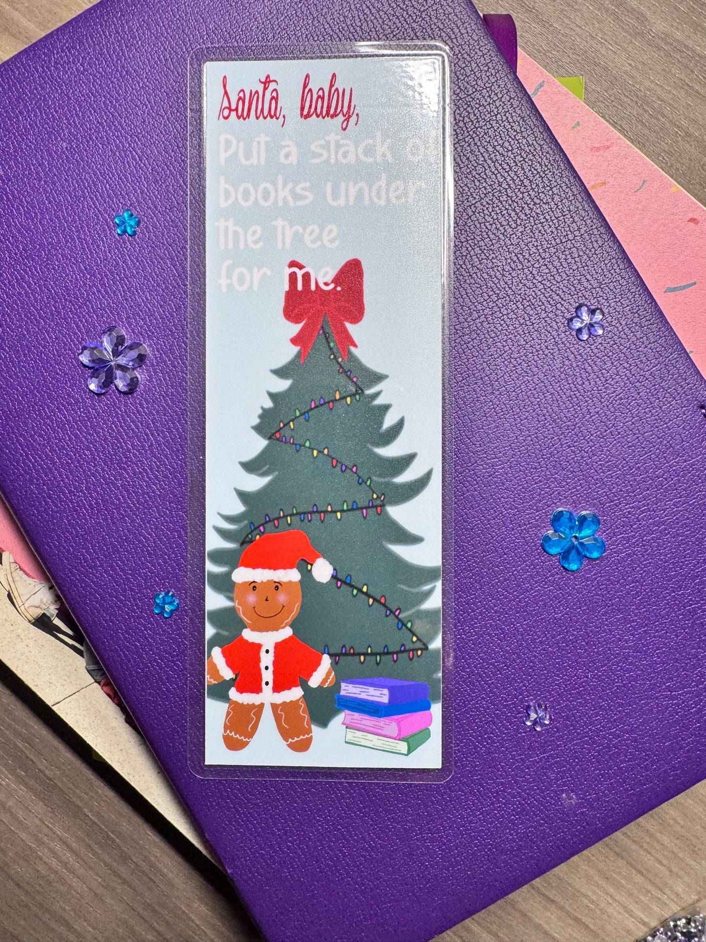 Christmas Bookmark For Readers- Santa Gingerbread Man Handmade Original Design