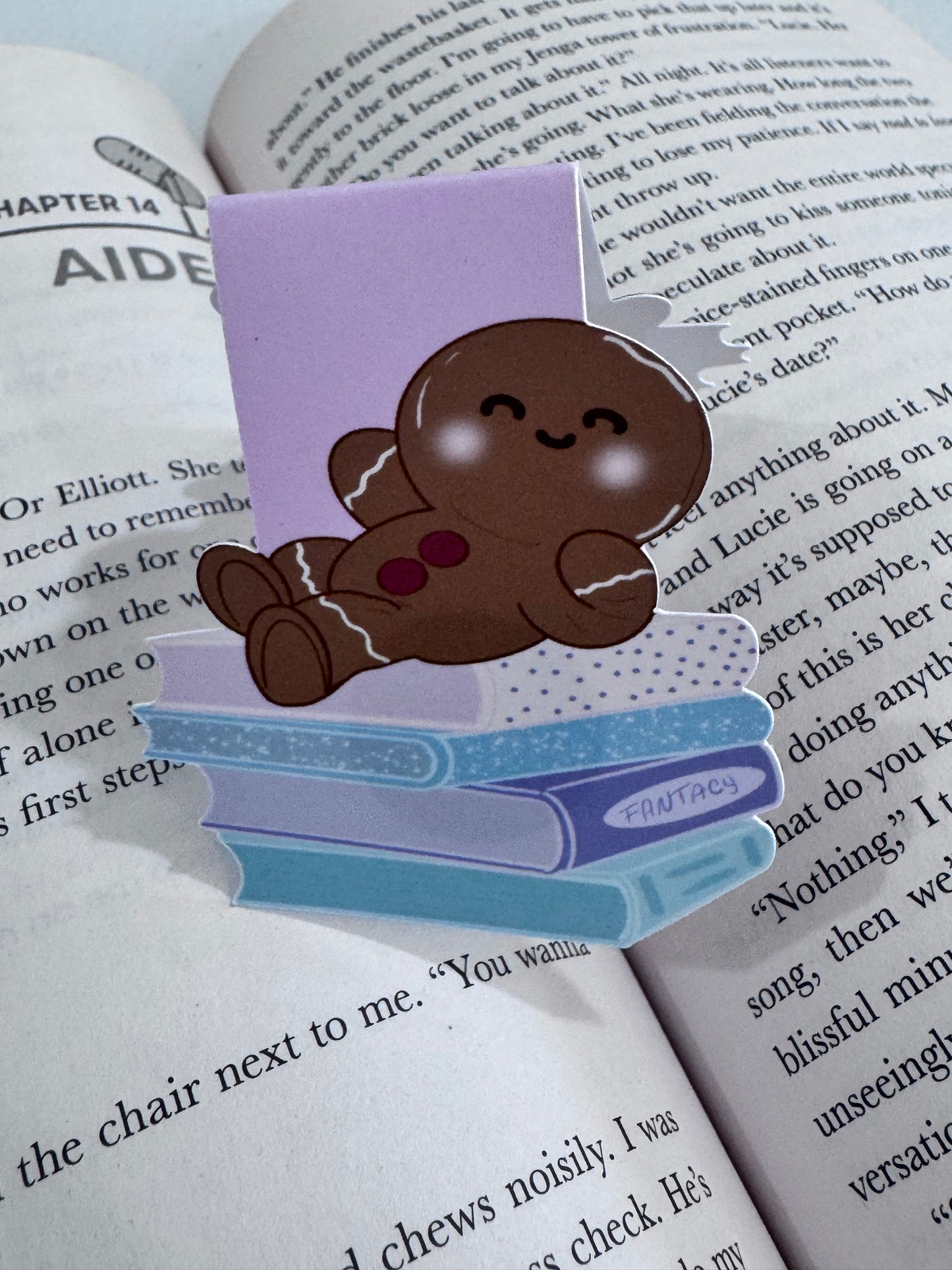 Holiday Gingerbread Man Book Lover Magnetic Bookmark- Hand Drawn, Handmade Christmas Theme For Readers