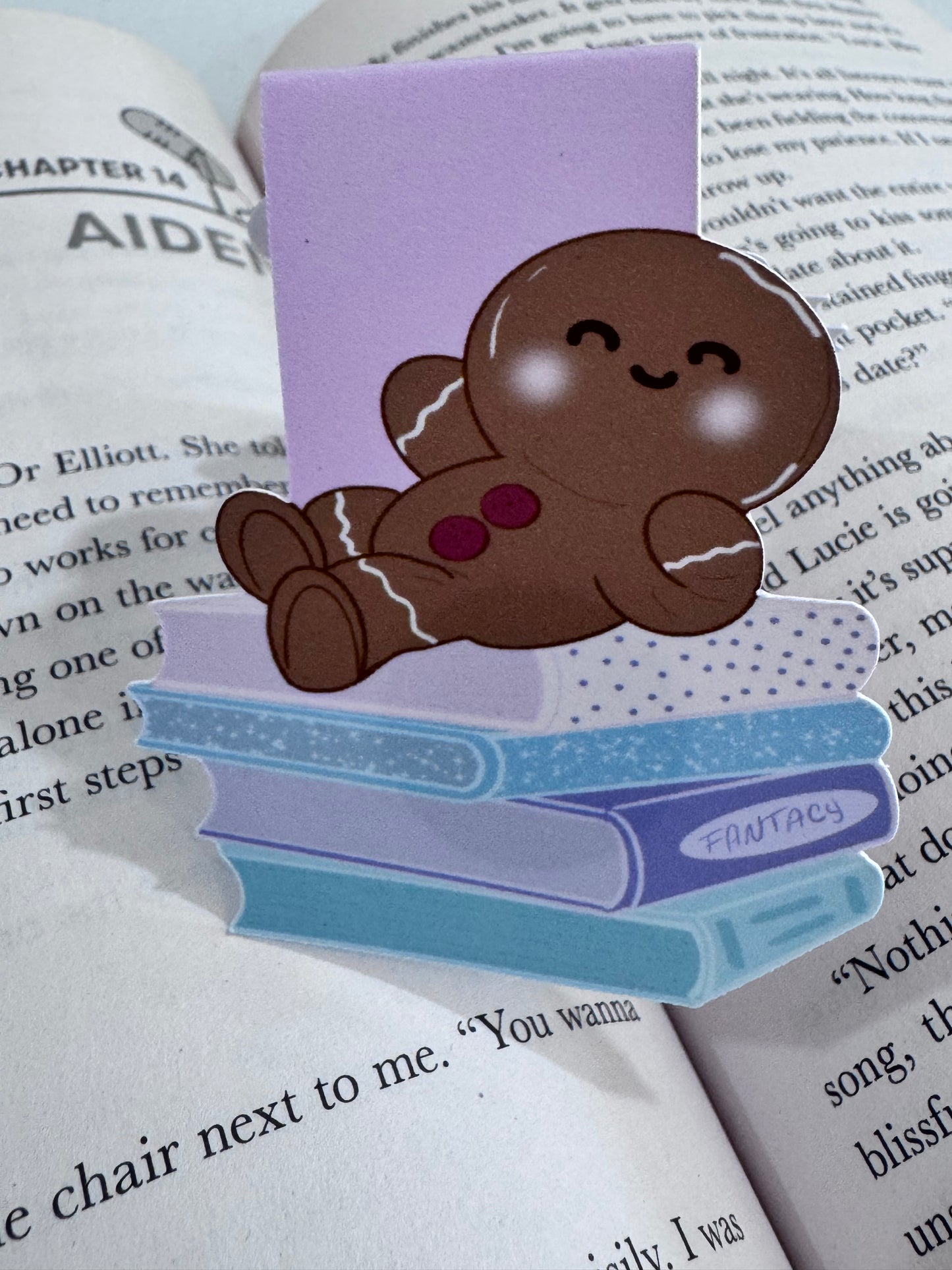 Holiday Gingerbread Man Book Lover Magnetic Bookmark- Hand Drawn, Handmade Christmas Theme For Readers