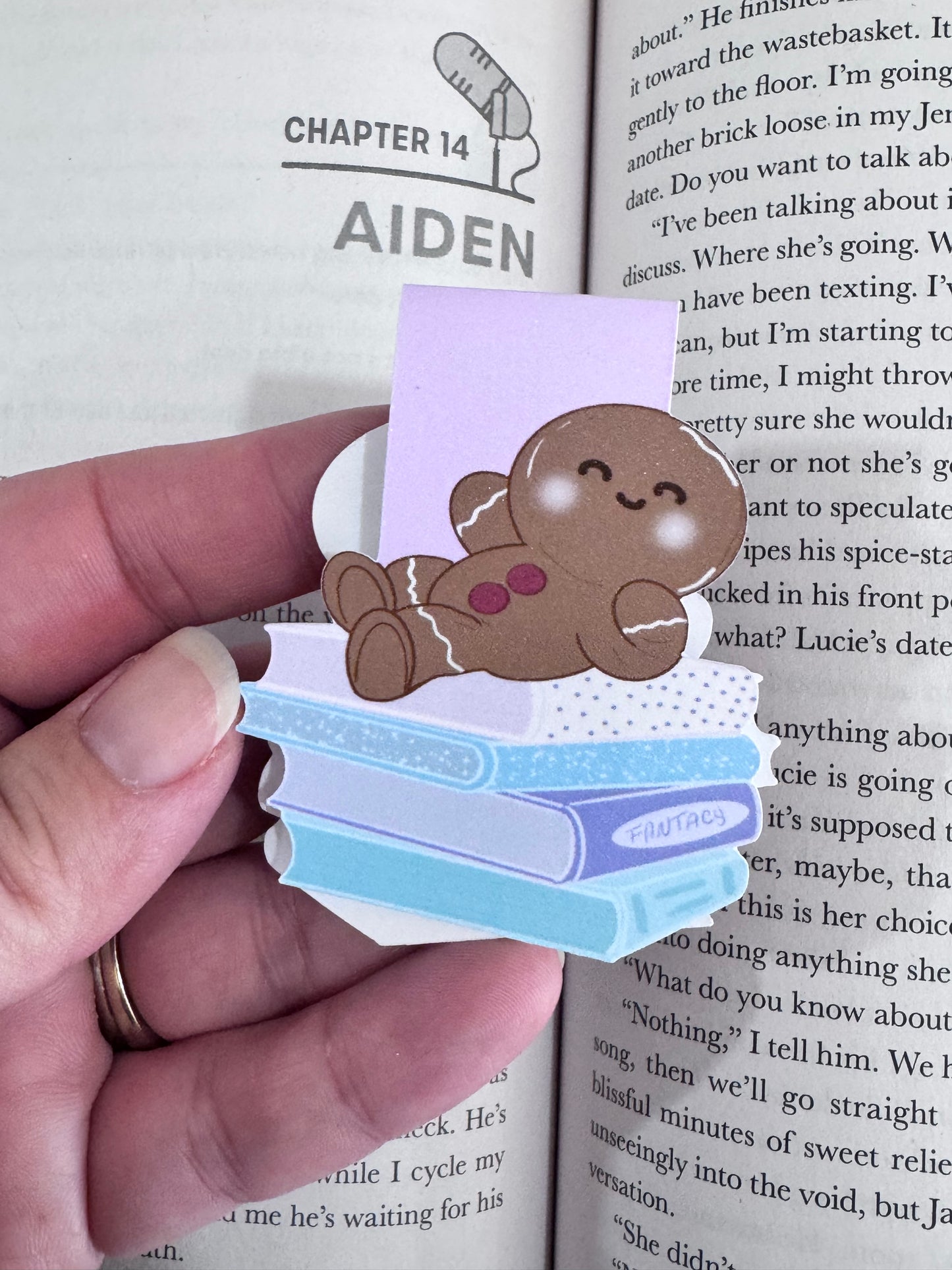 Holiday Gingerbread Man Book Lover Magnetic Bookmark- Hand Drawn, Handmade Christmas Theme For Readers