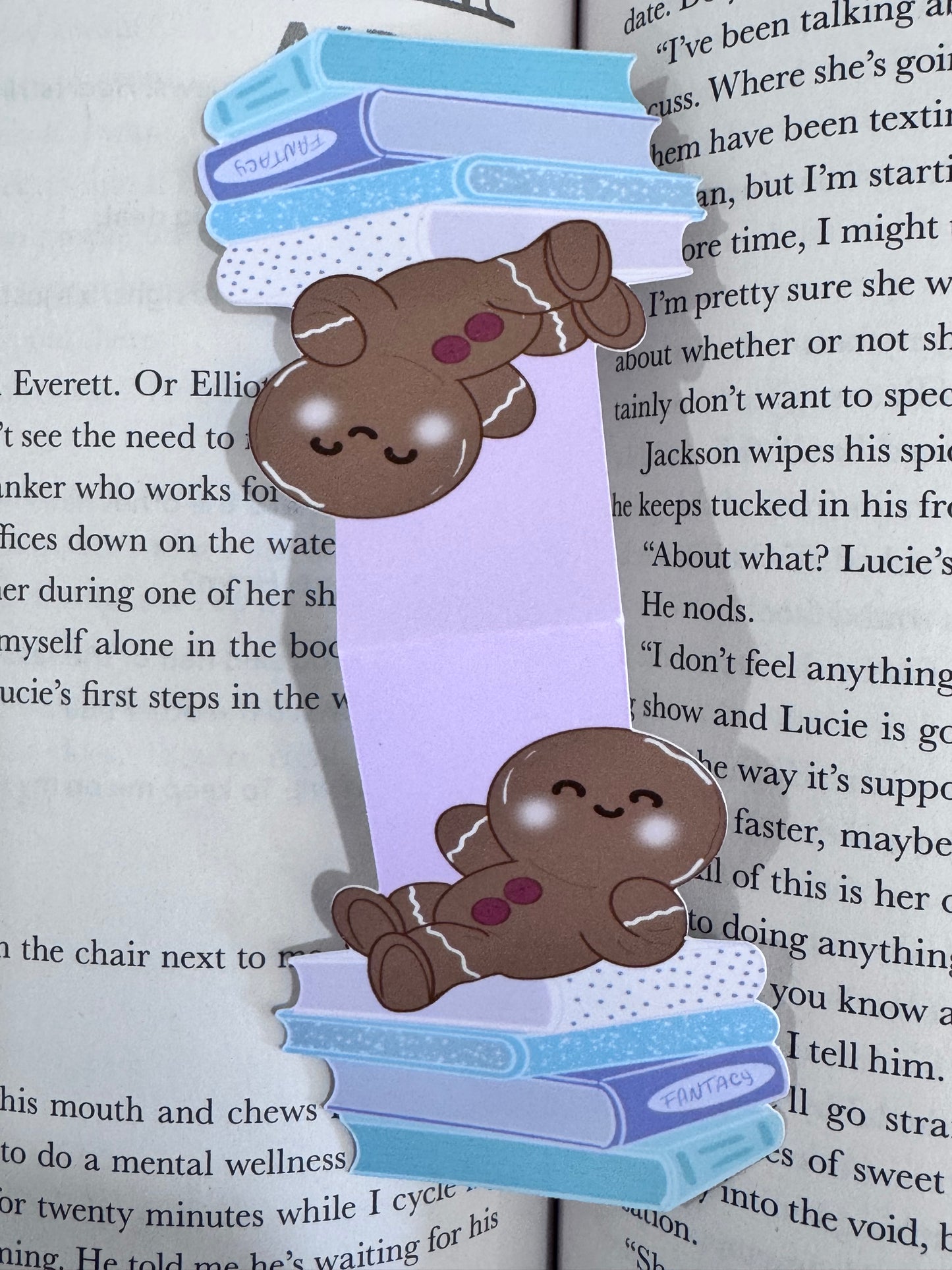 Holiday Gingerbread Man Book Lover Magnetic Bookmark- Hand Drawn, Handmade Christmas Theme For Readers