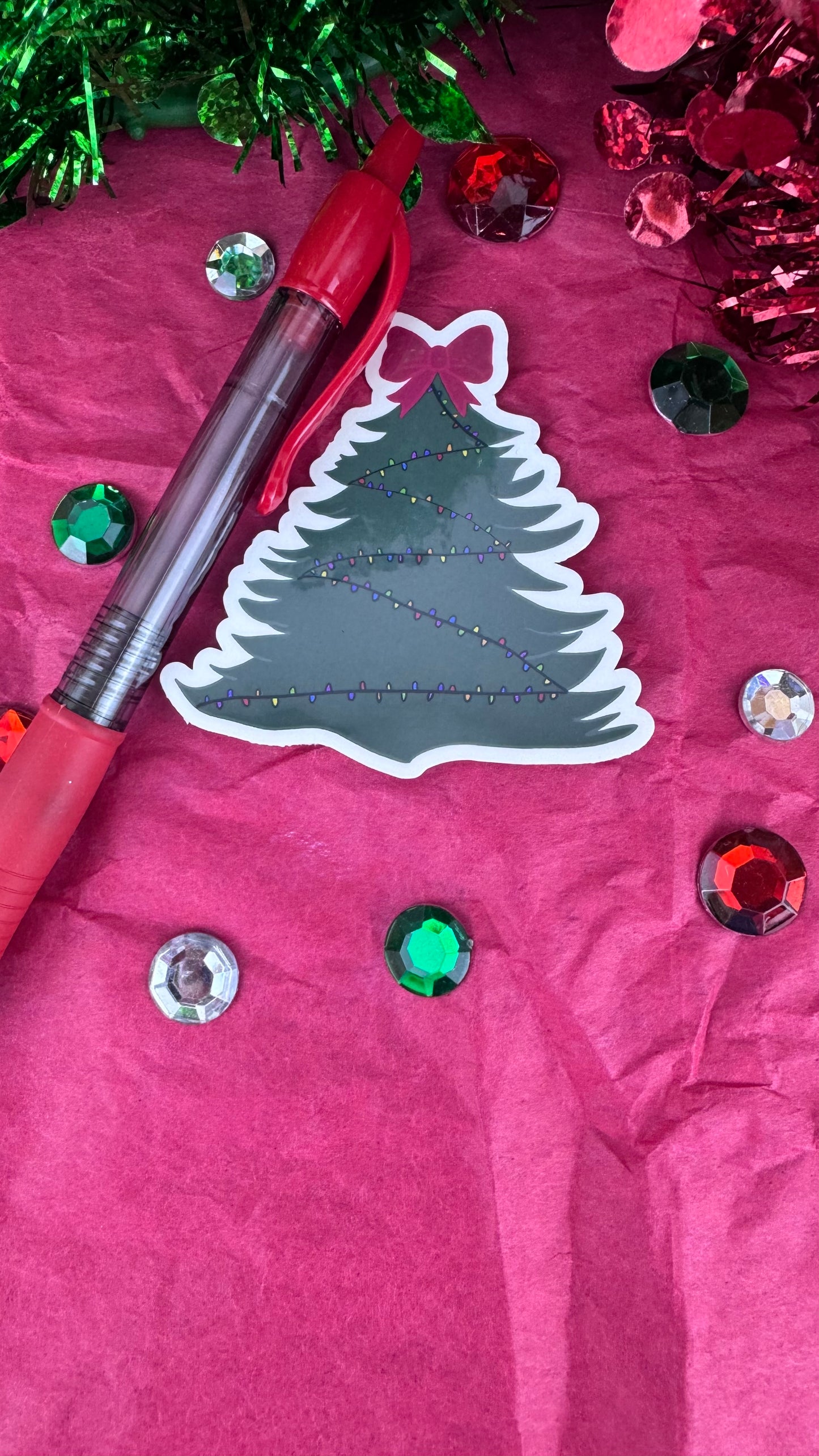 Hand Drawn Christmas Tree Sticker- Festive Holiday Planner or Phone Decor