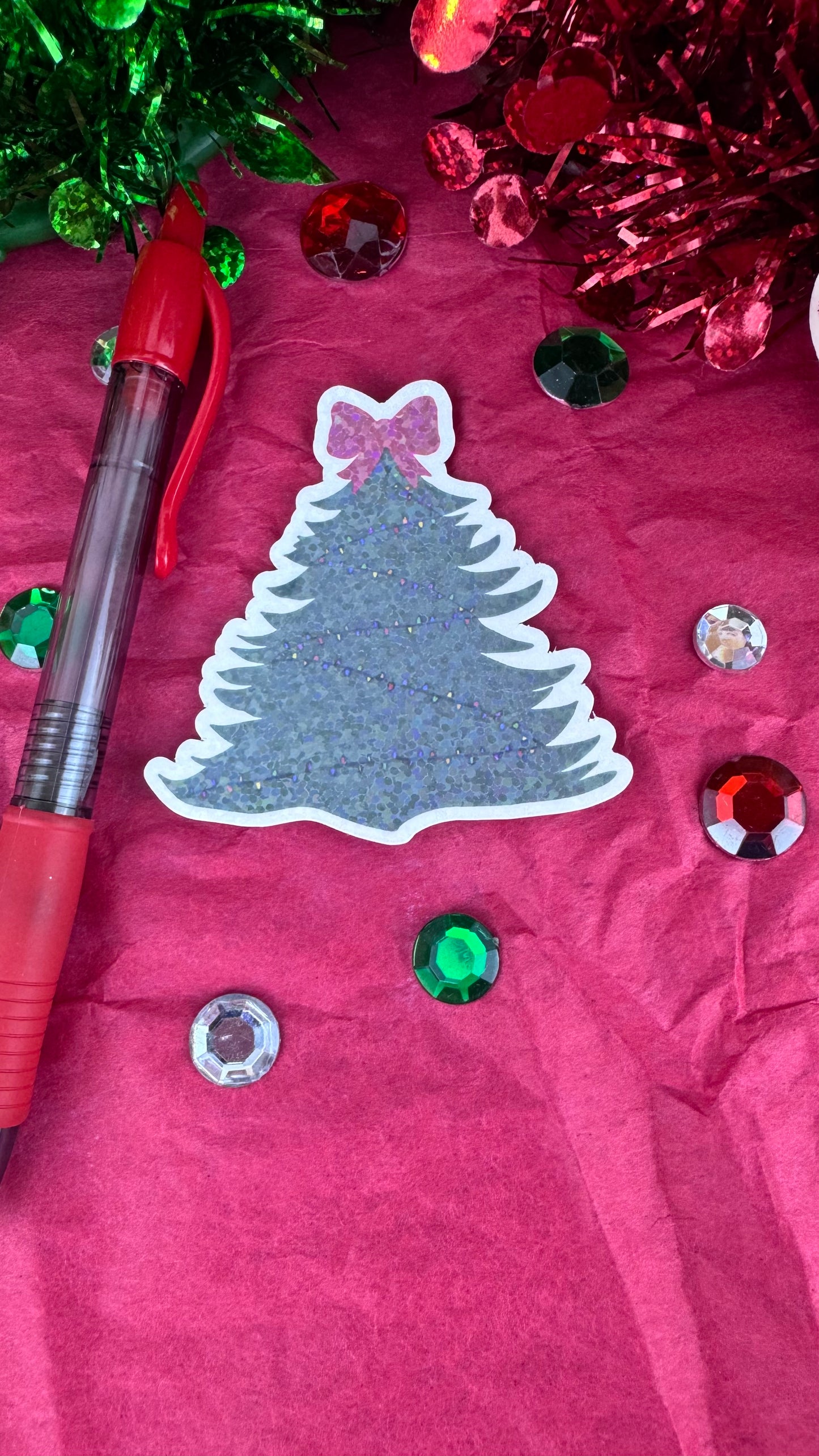 Hand Drawn Christmas Tree Sticker- Festive Holiday Planner or Phone Decor