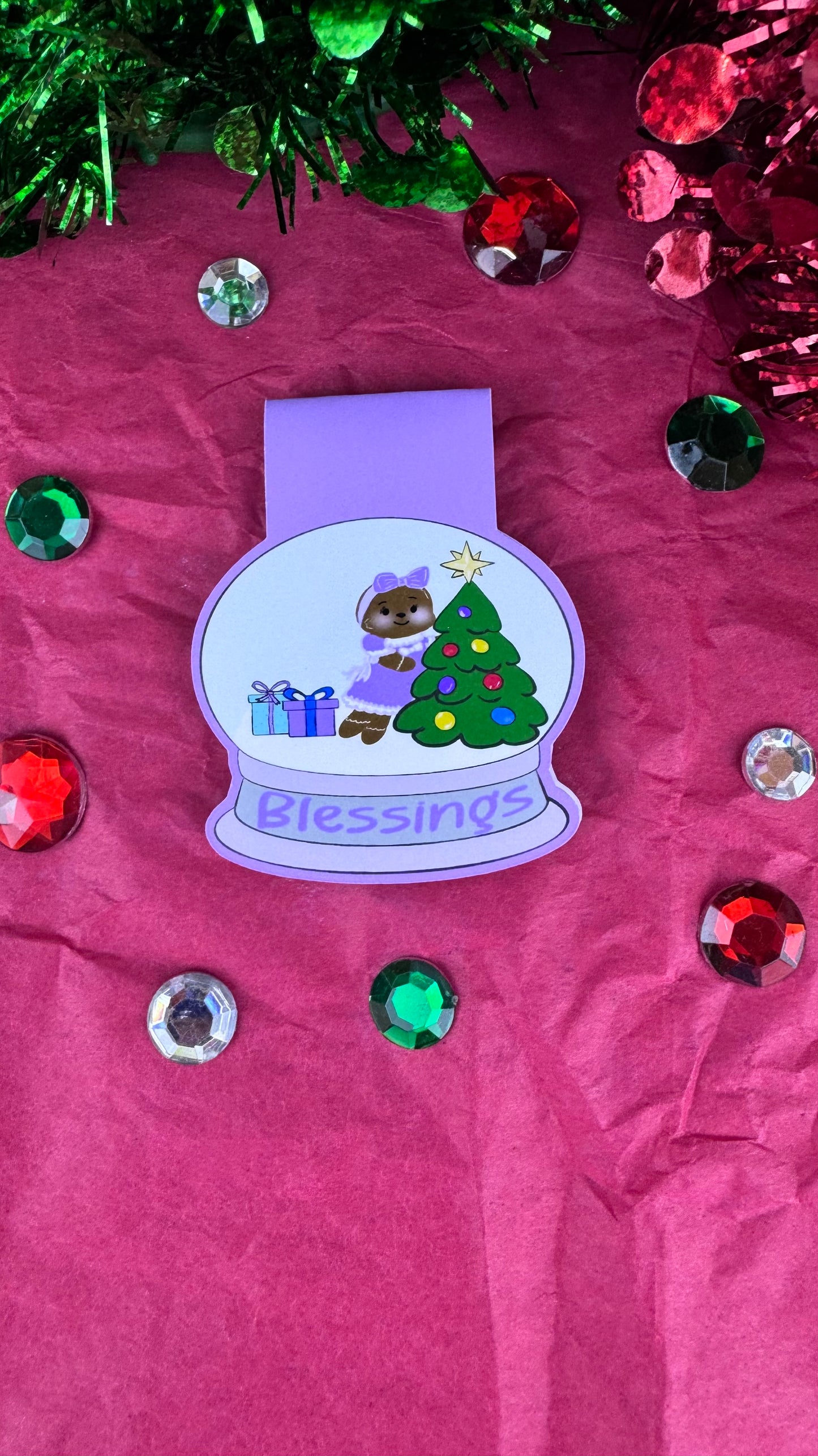 Sweet Gingerbread Snowglobe Magnetic Bookmark - Bookmark For Christmas Readers