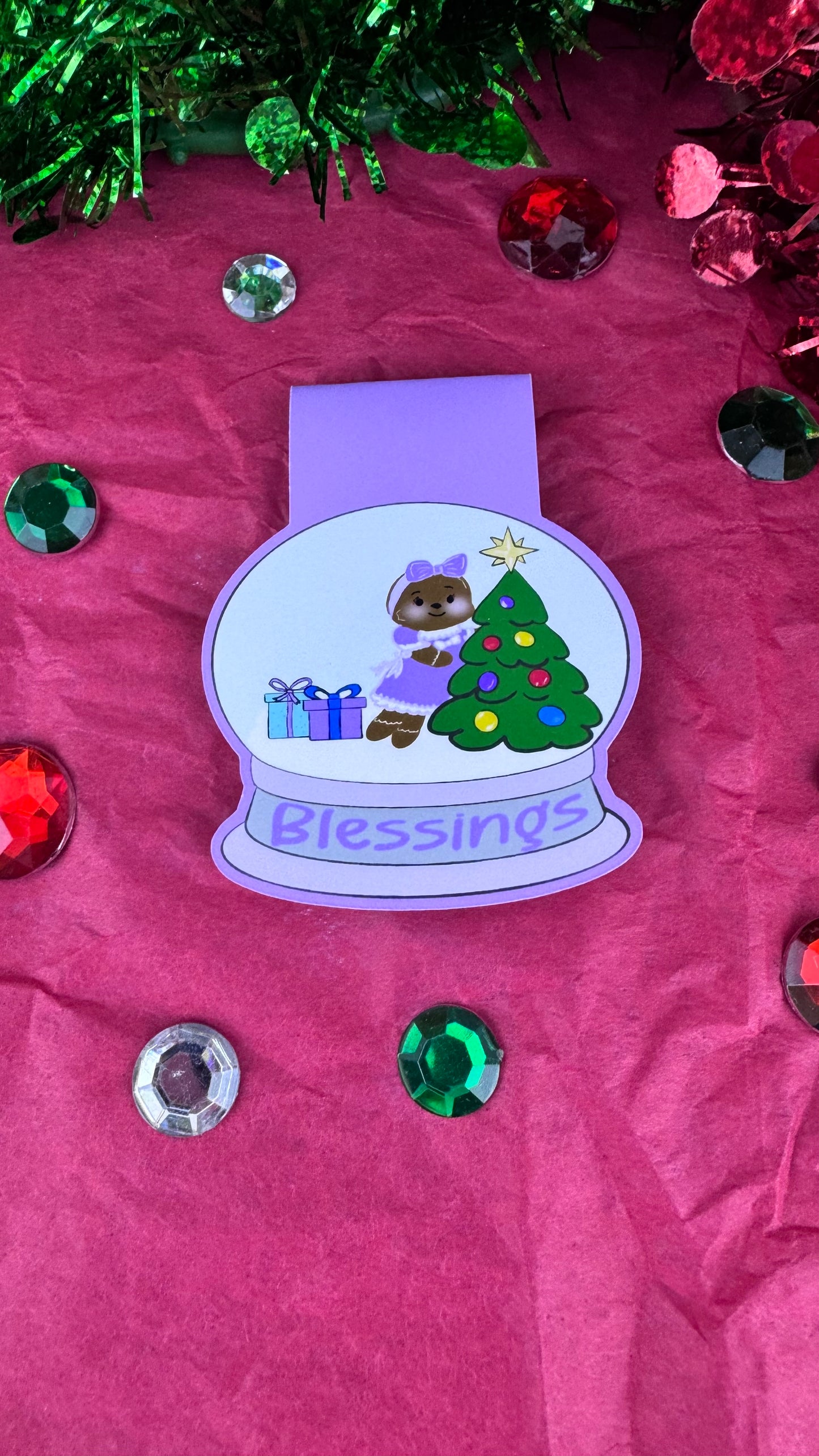 Sweet Gingerbread Snowglobe Magnetic Bookmark - Bookmark For Christmas Readers