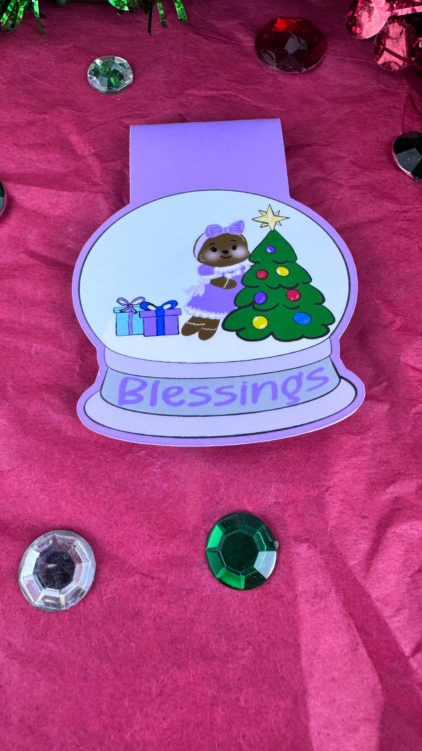 Sweet Gingerbread Snowglobe Magnetic Bookmark - Bookmark For Christmas Readers