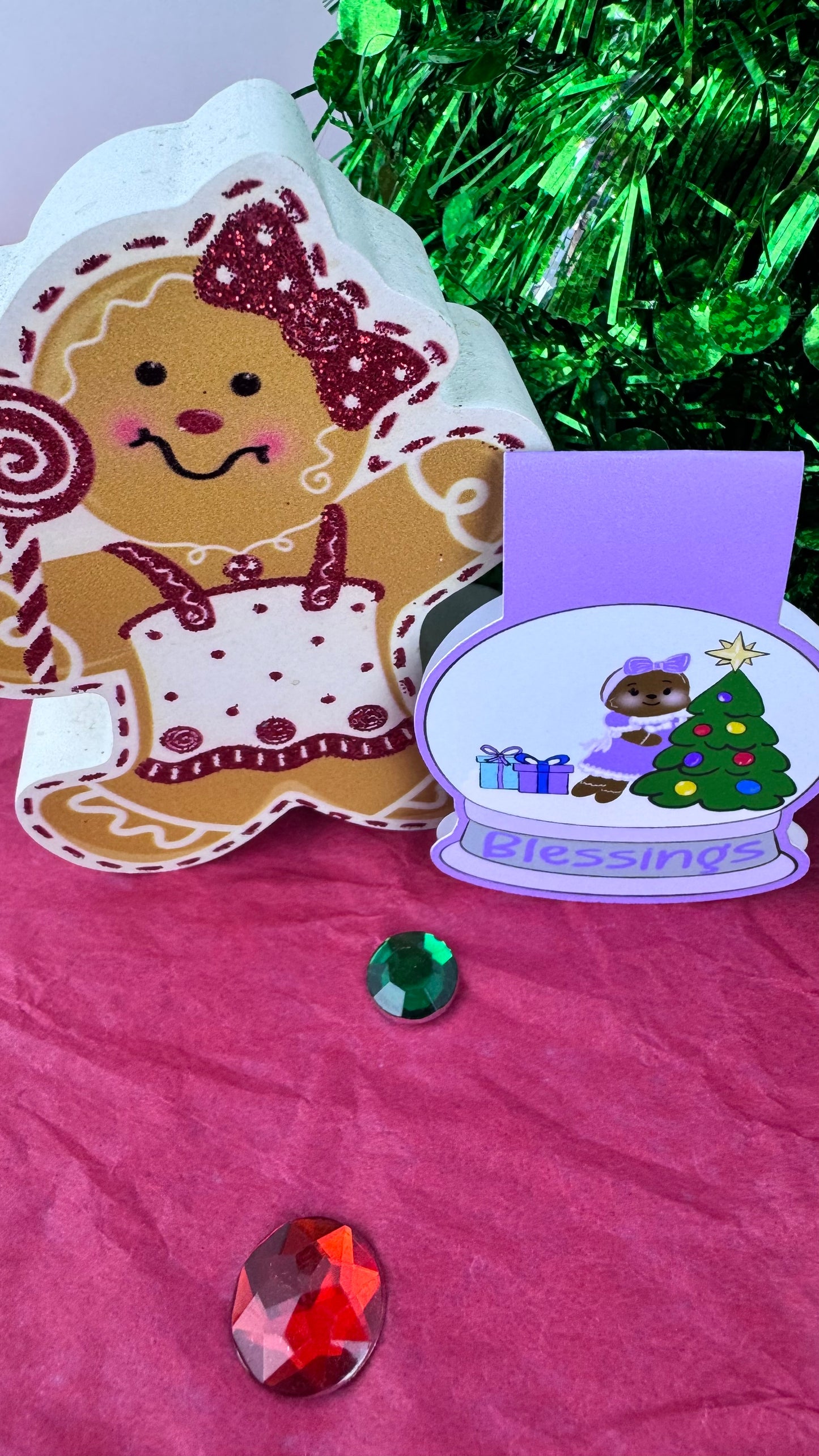 Sweet Gingerbread Snowglobe Magnetic Bookmark - Bookmark For Christmas Readers