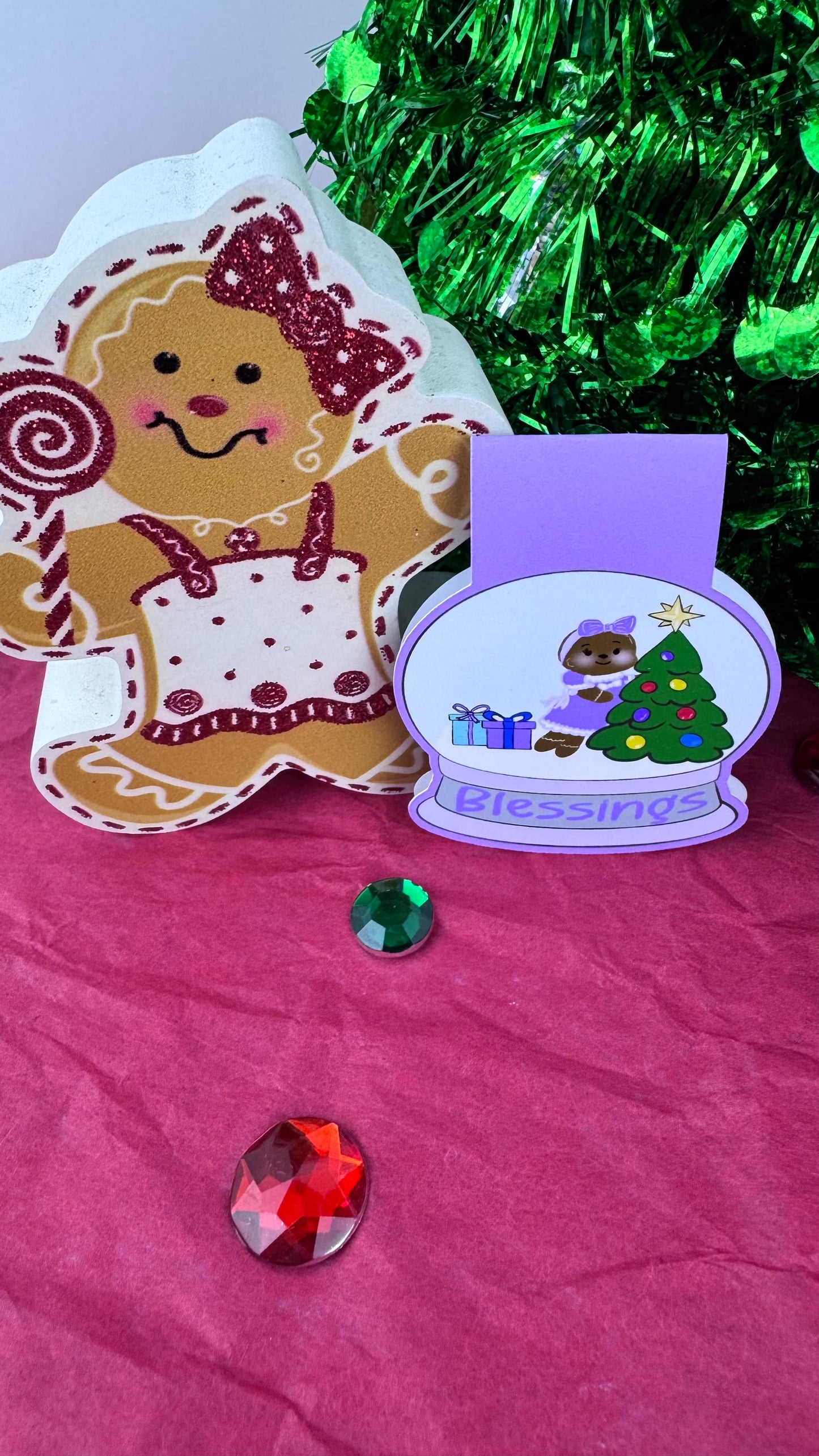 Sweet Gingerbread Snowglobe Magnetic Bookmark - Bookmark For Christmas Readers