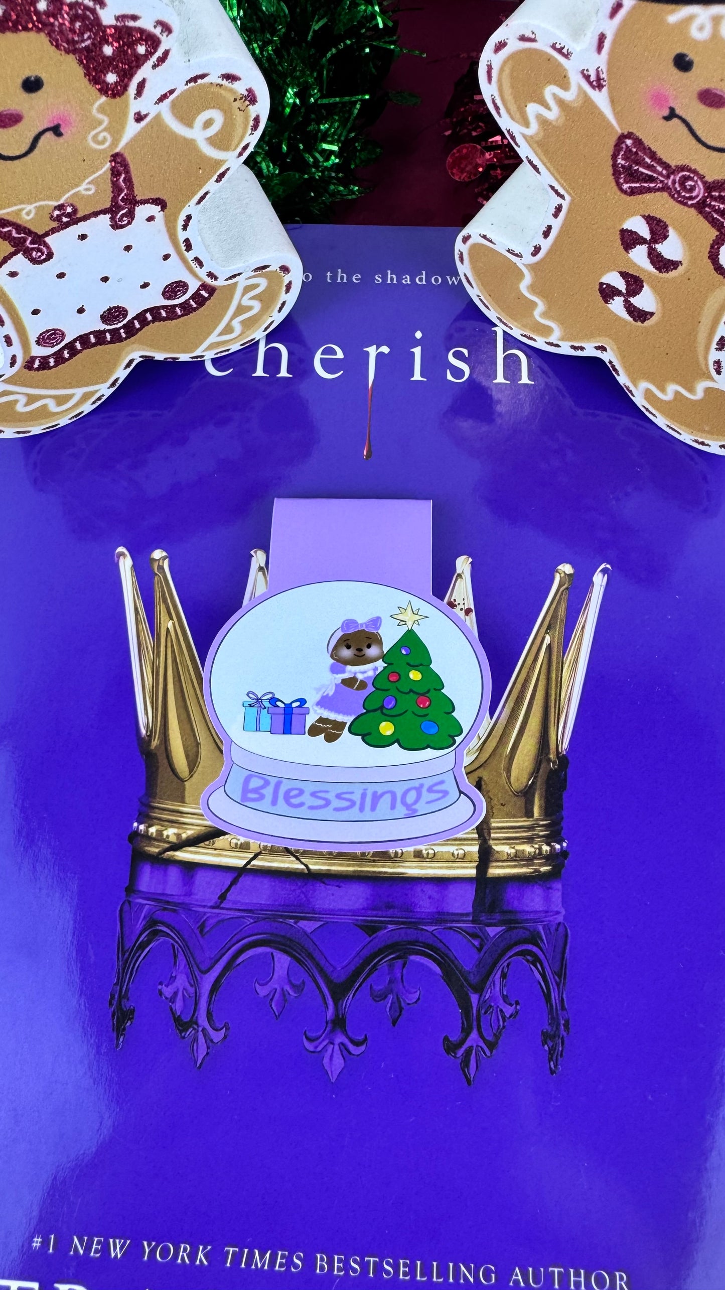 Sweet Gingerbread Snowglobe Magnetic Bookmark - Bookmark For Christmas Readers