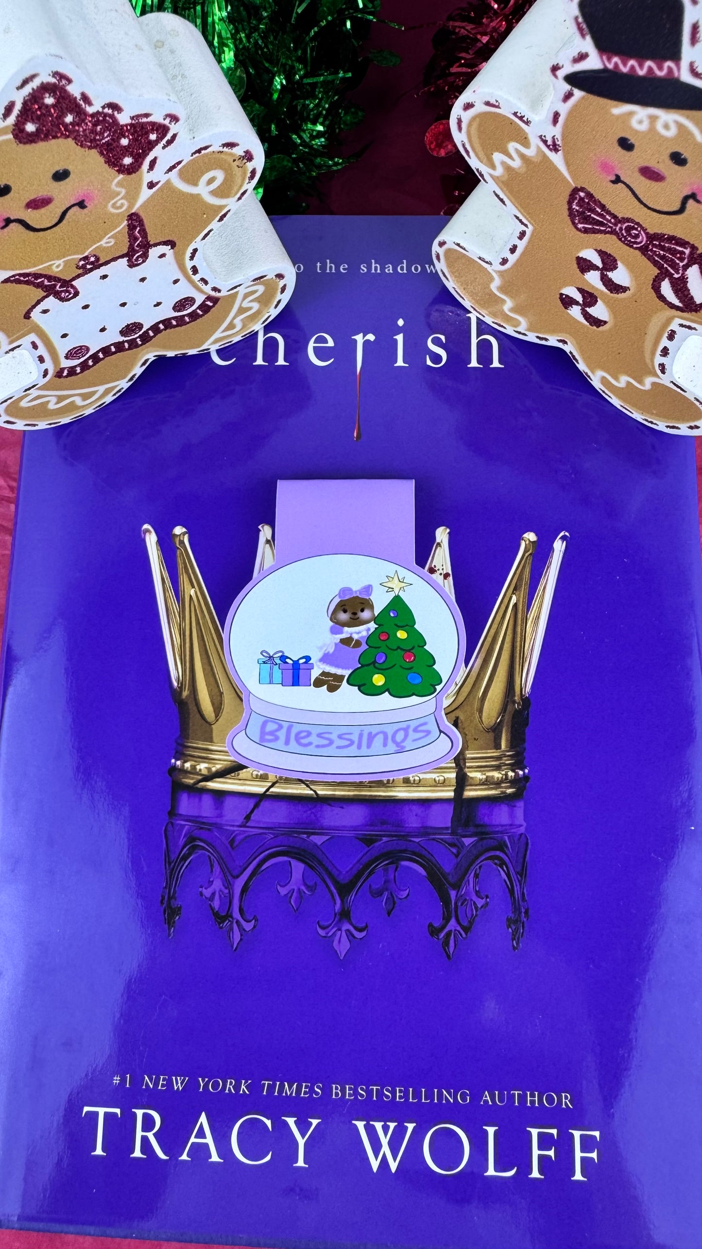 Sweet Gingerbread Snowglobe Magnetic Bookmark - Bookmark For Christmas Readers