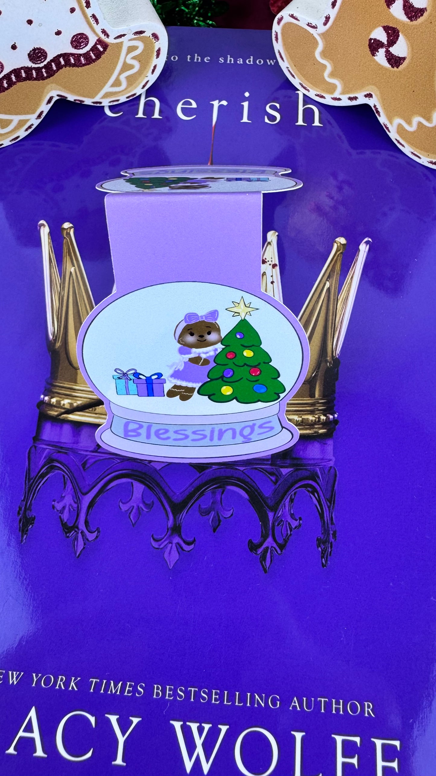 Sweet Gingerbread Snowglobe Magnetic Bookmark - Bookmark For Christmas Readers