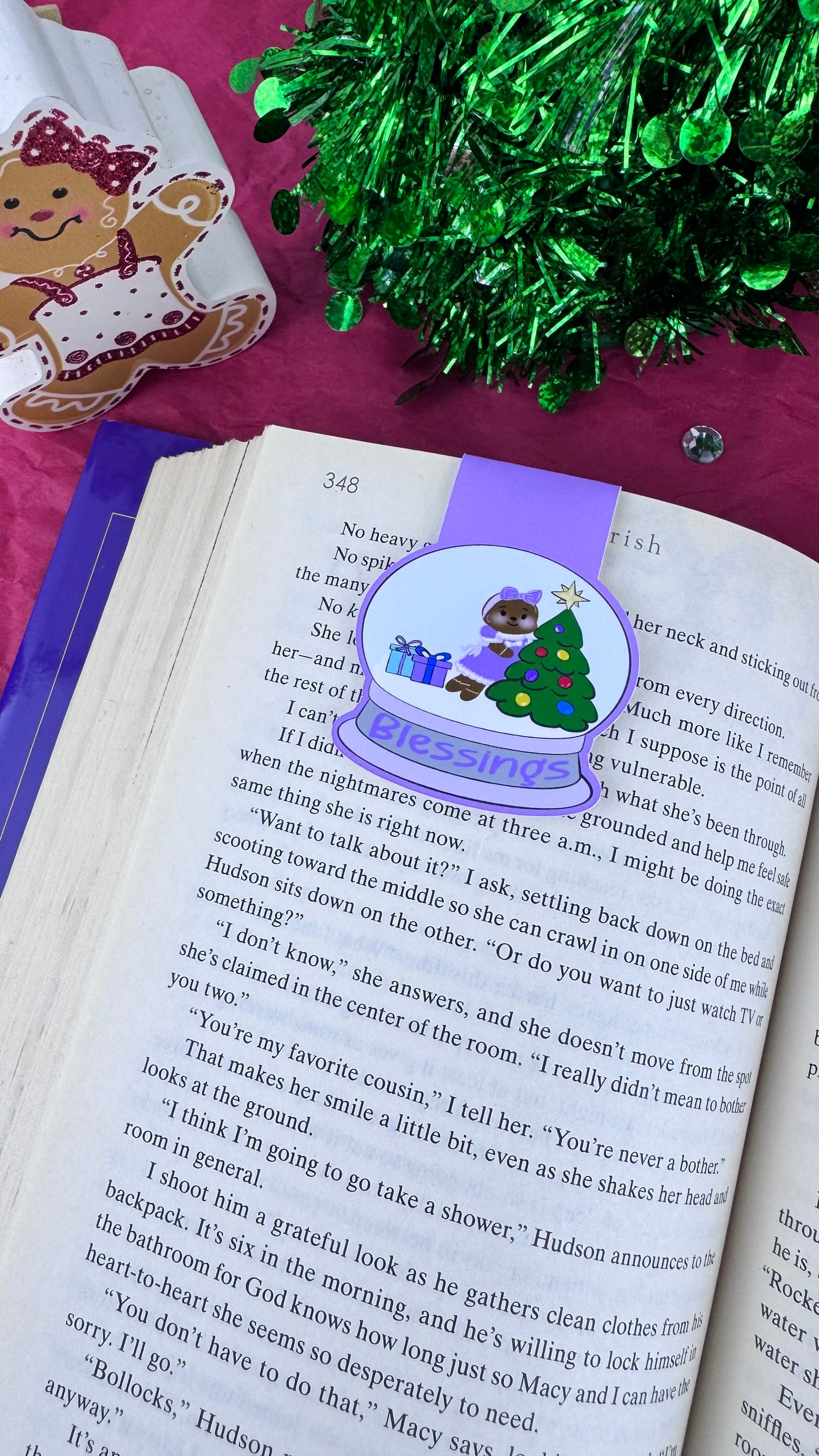 Sweet Gingerbread Snowglobe Magnetic Bookmark - Bookmark For Christmas Readers