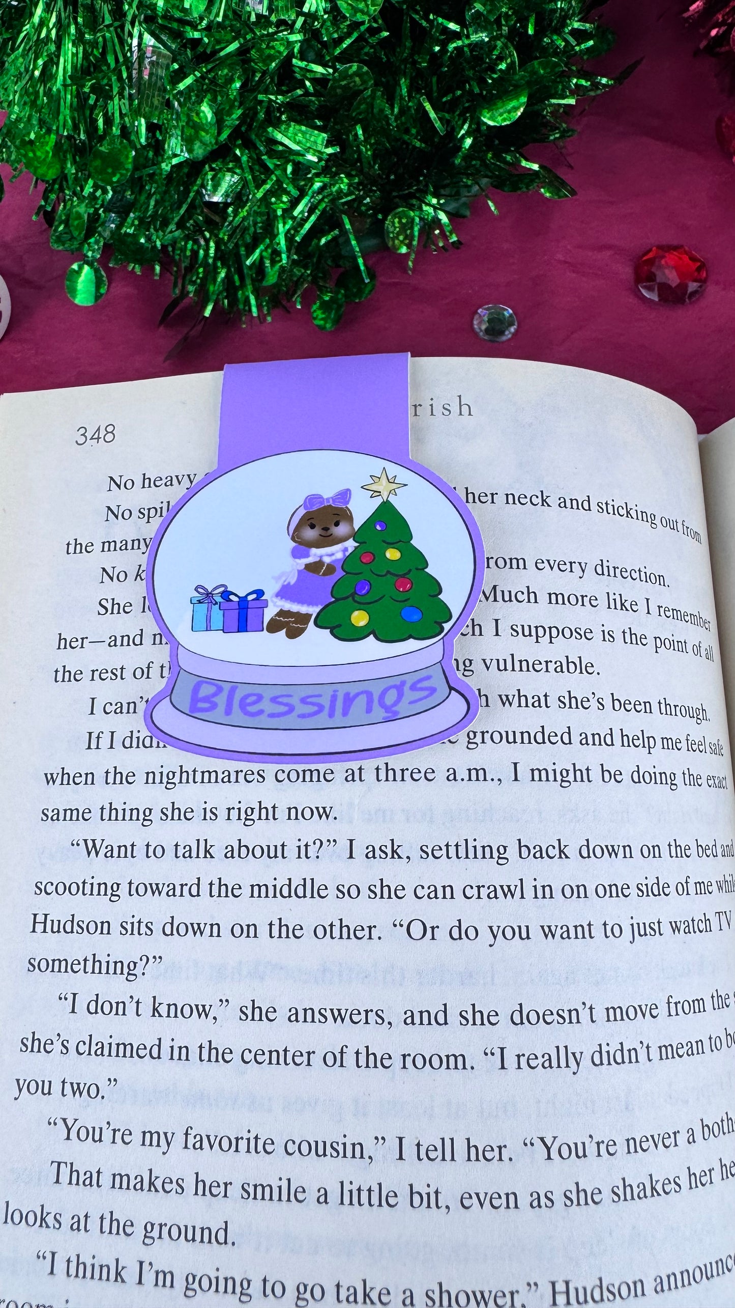 Sweet Gingerbread Snowglobe Magnetic Bookmark - Bookmark For Christmas Readers