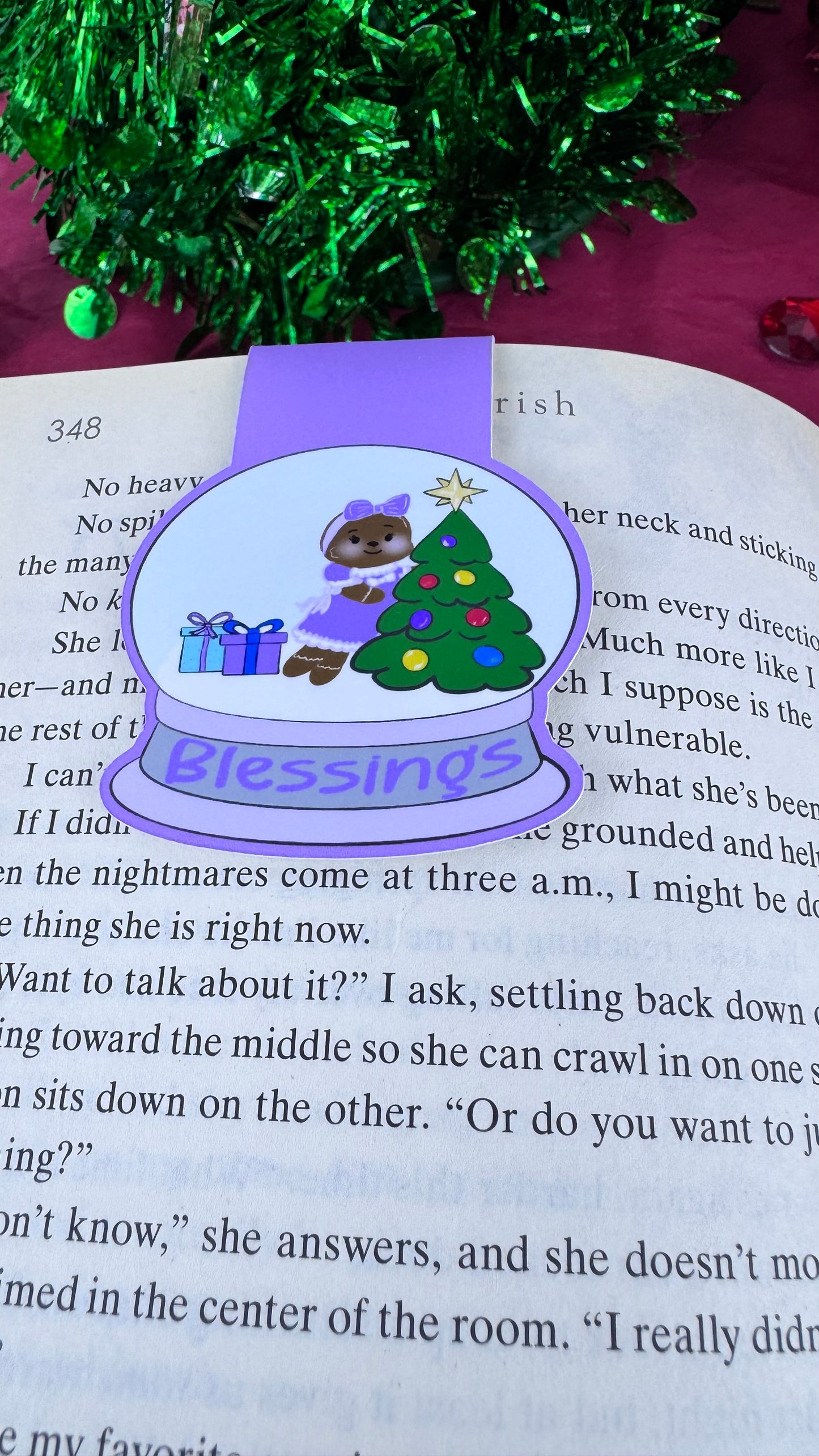 Sweet Gingerbread Snowglobe Magnetic Bookmark - Bookmark For Christmas Readers
