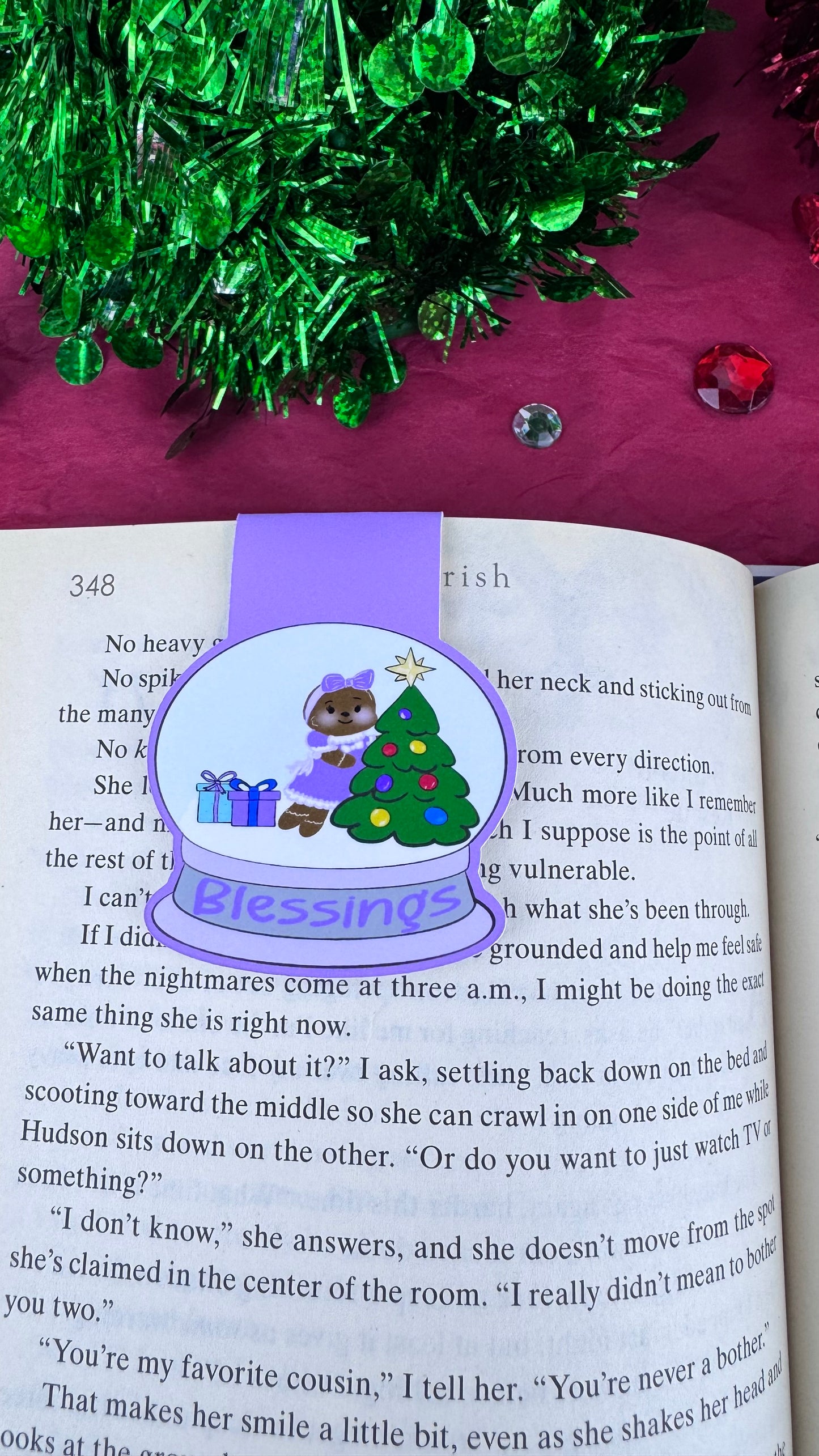 Sweet Gingerbread Snowglobe Magnetic Bookmark - Bookmark For Christmas Readers