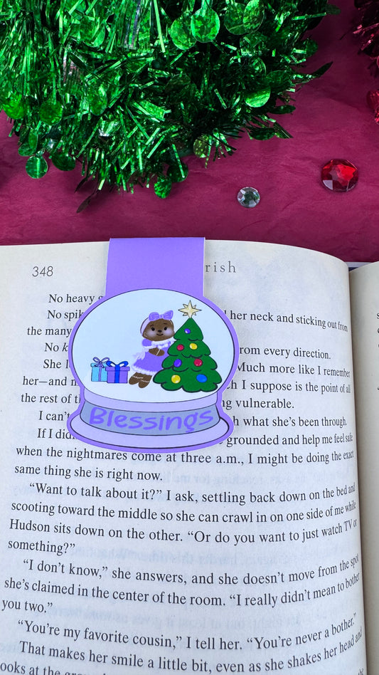 Sweet Gingerbread Snowglobe Magnetic Bookmark - Bookmark For Christmas Readers