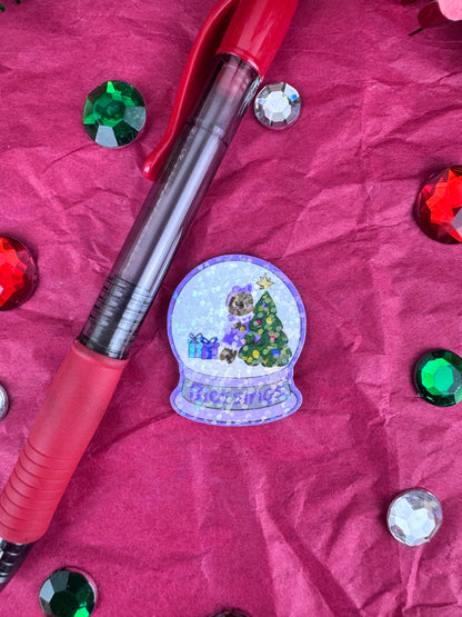 Sweet Gingerbread Snowglobe Holographic Sticker