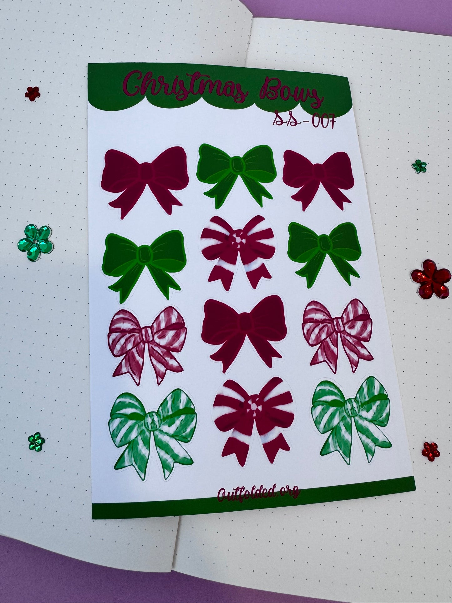 Sticker Sheet Of Pretty Bows- Holiday Planner Stickers