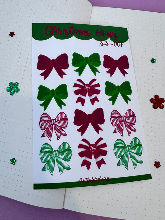 Sticker Sheet Of Pretty Bows- Holiday Planner Stickers